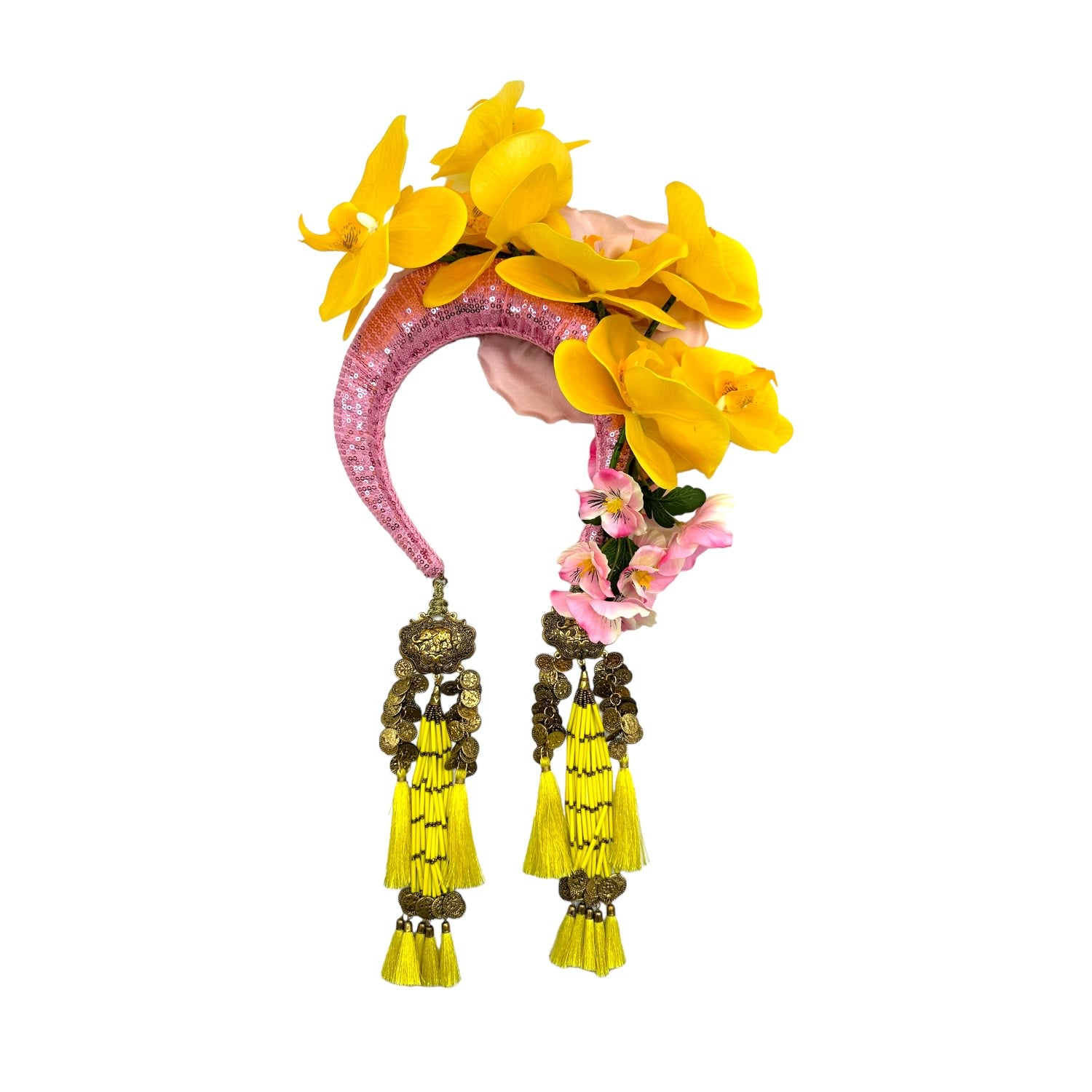 Julia Clancey Women's Yellow  Alondra Orchid Sunrise Dream Sequin Headband