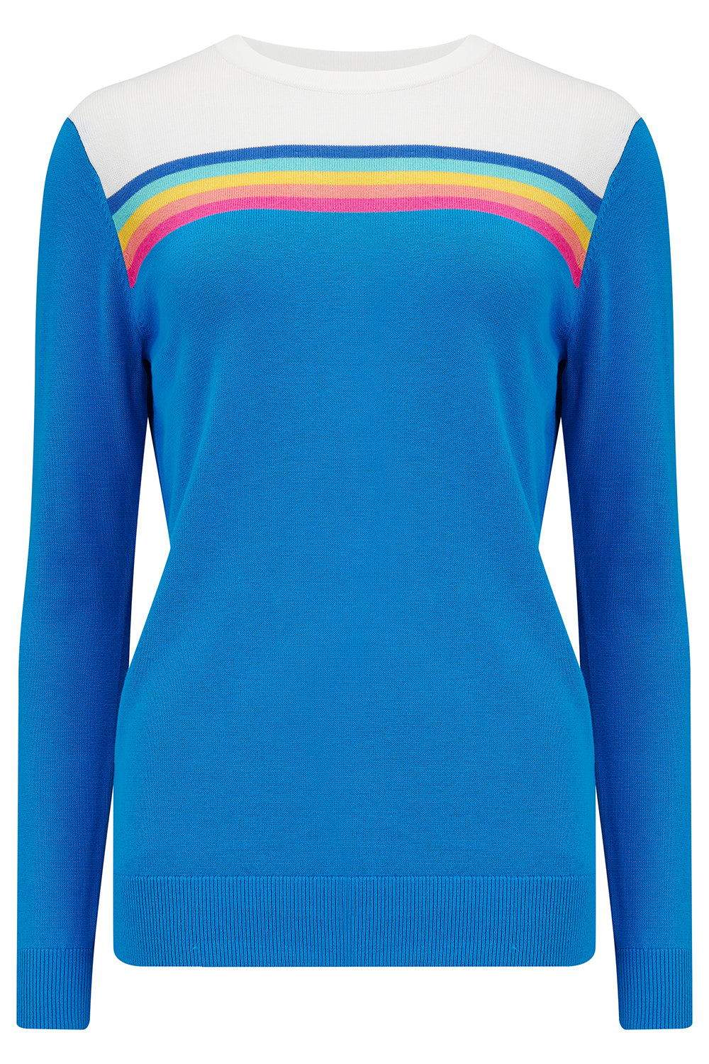 Women’s Rita Jumper Blue, Rainbow Split Stripe Extra Small Sugarhill Brighton