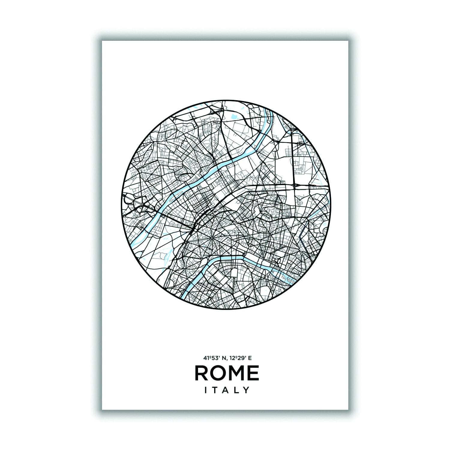 Black Map Of Rome Small Stanley Print House