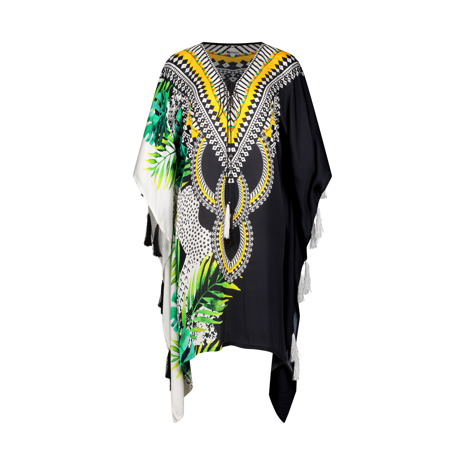 Modistas Women's Black / White Yin N Yang Mini Kaftan In Black/white
