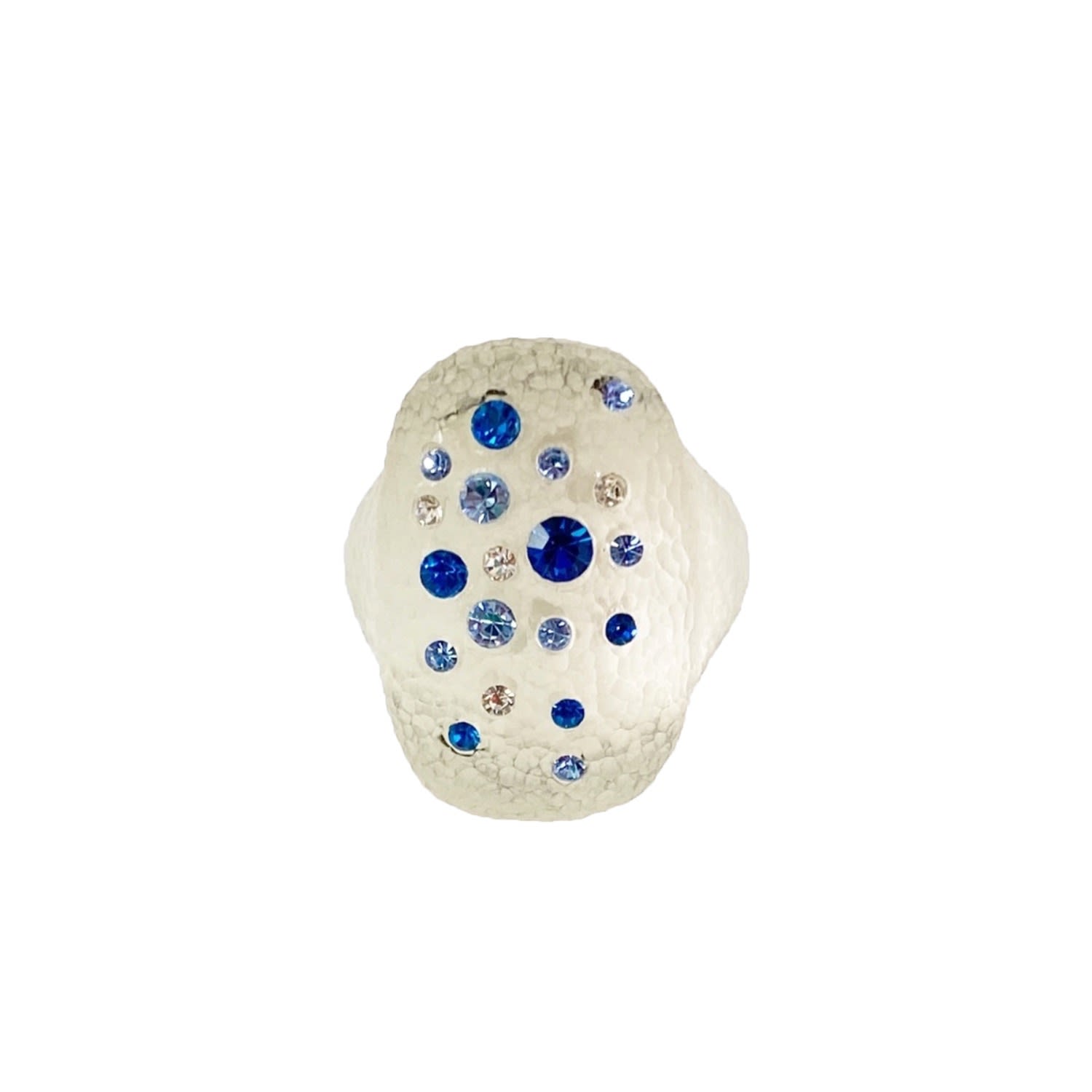 Women’s Blue / White Long Line Ring With Swarovski Crystals In White Gold & Honey