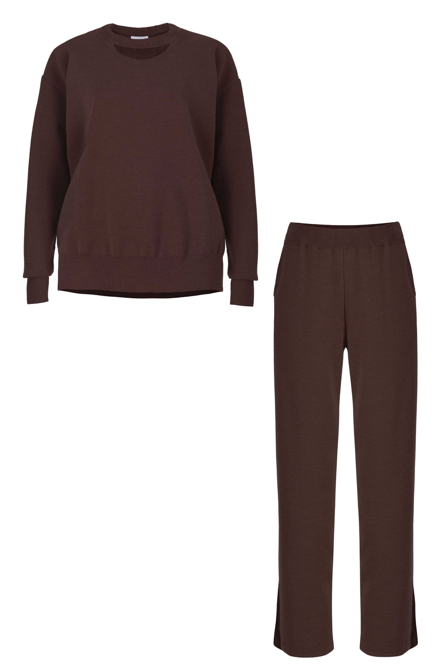 Brown Ora & Rotondo 100% Merino Co-Ord In Chocolate *Limited Edition* S/M Salanida