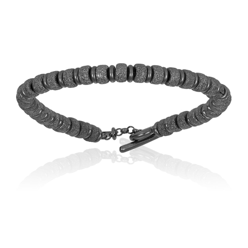 Men’s Black Pvd With Black Beads Big Beaded Bracelet Unisex Double Bone Bracelets