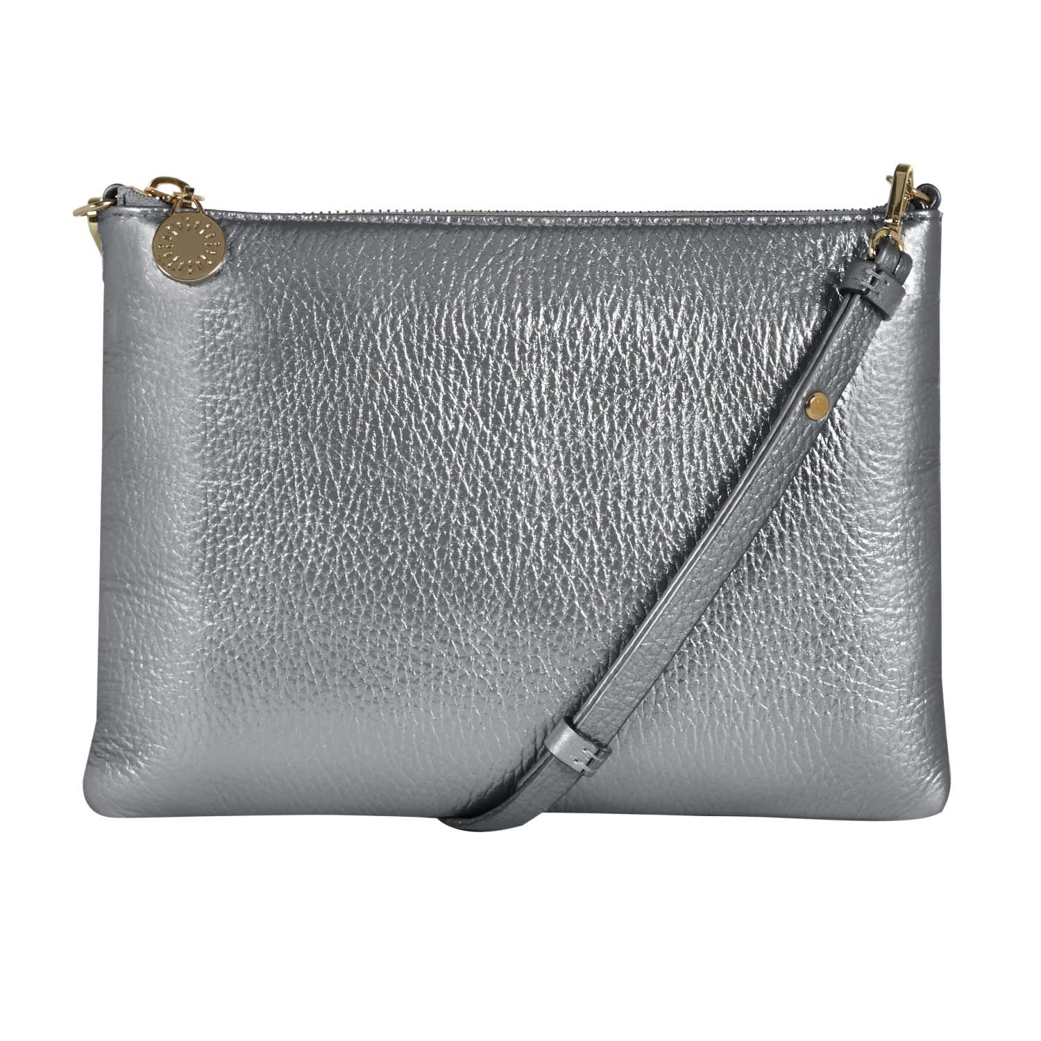 pewter leather bag