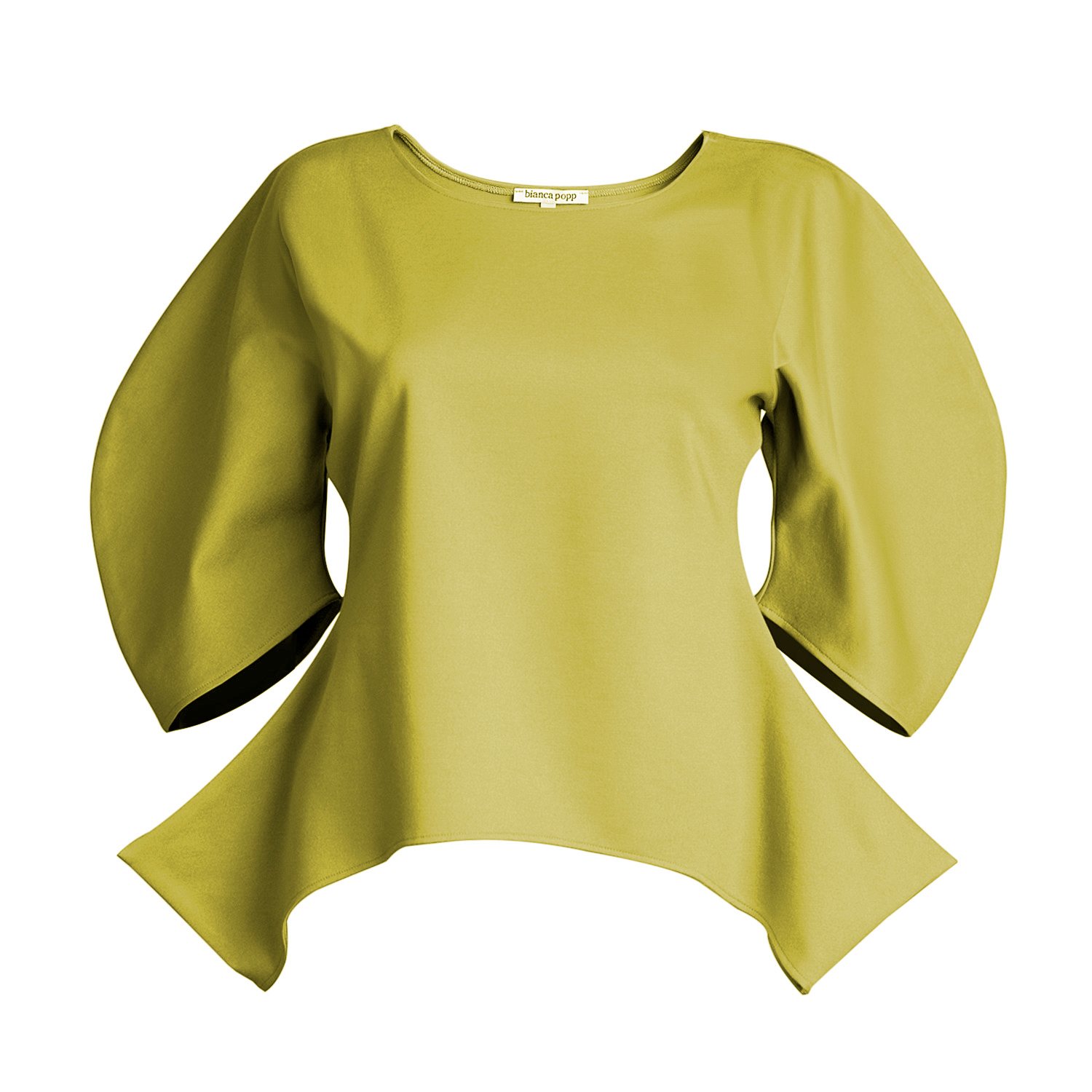 Bianca Popp Women's Yellow Puff Blouse With Flaps In Lime