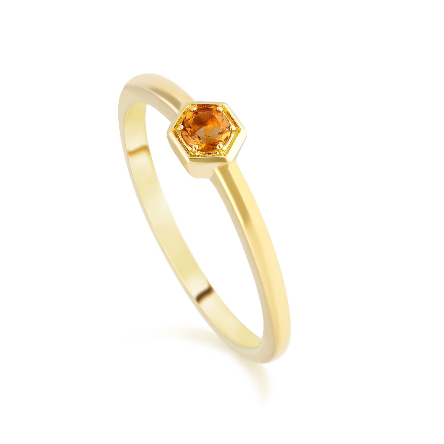 Women’s Yellow / Orange Honeycomb Citrine Solitaire Ring In Yellow Gold Gemondo