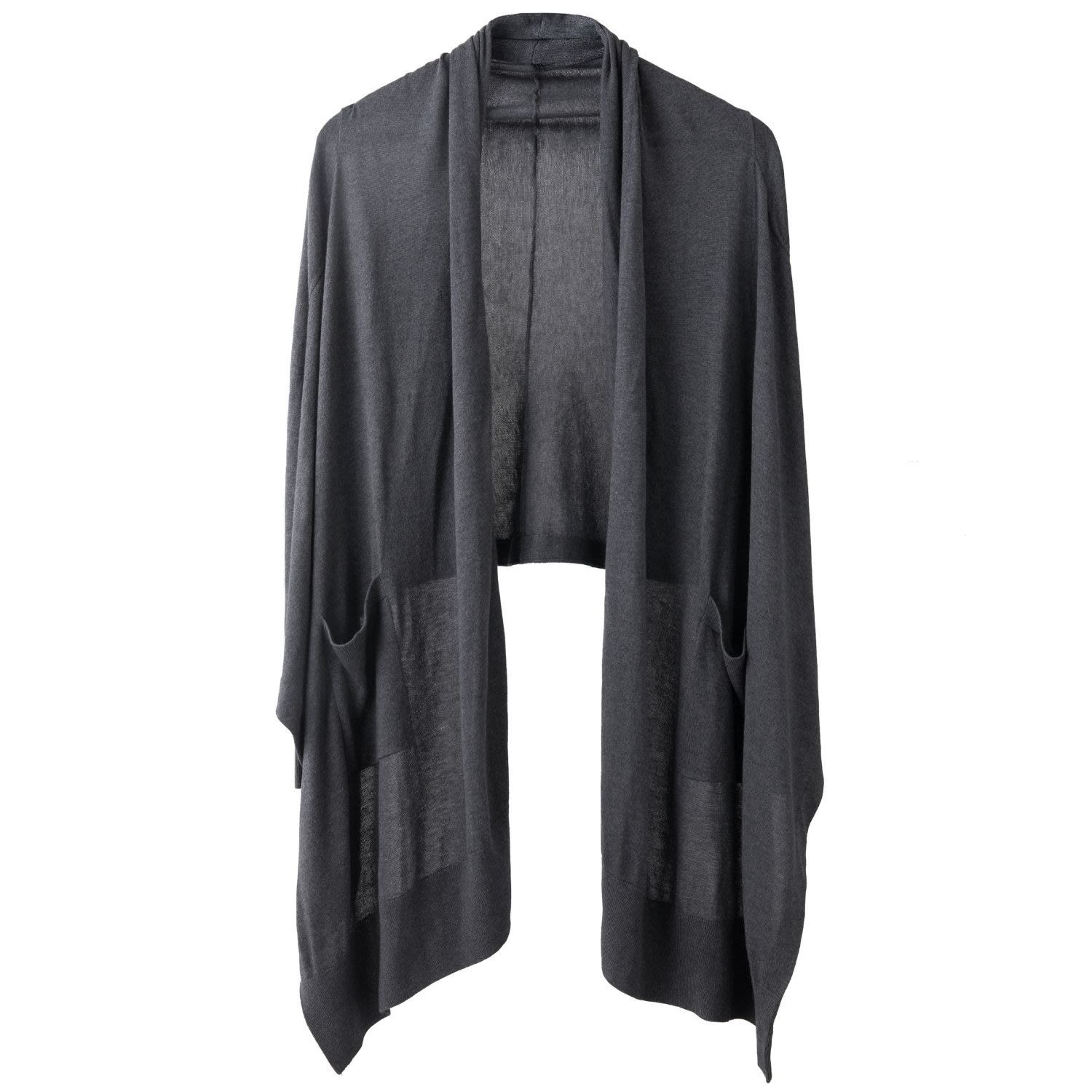 Women’s Grey Avoir Charcoal Cashmere Silk Wrap Cardigan Small Voya