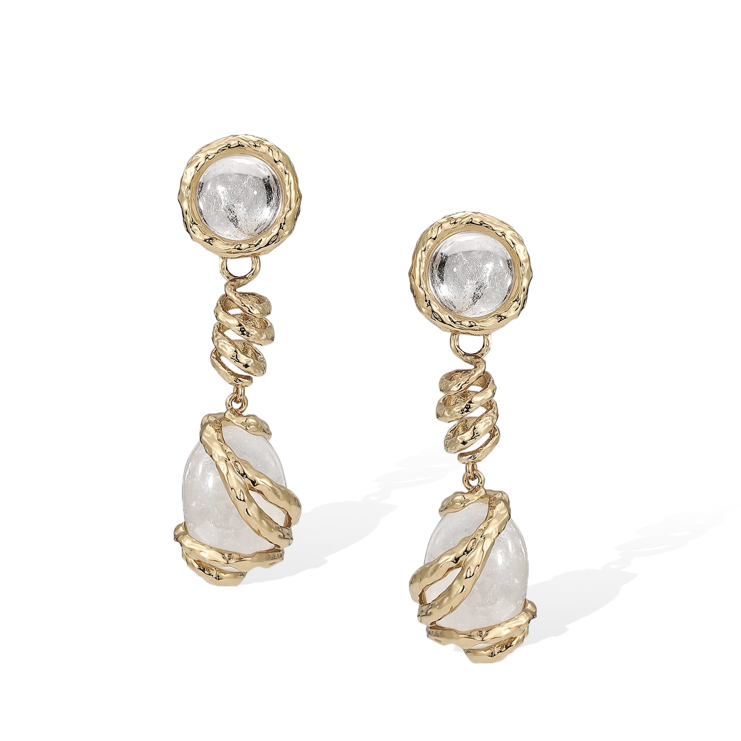 Retro Chic Women's Gold / White / Neutrals Aeolian Whispers Dangle Earrings In Multi