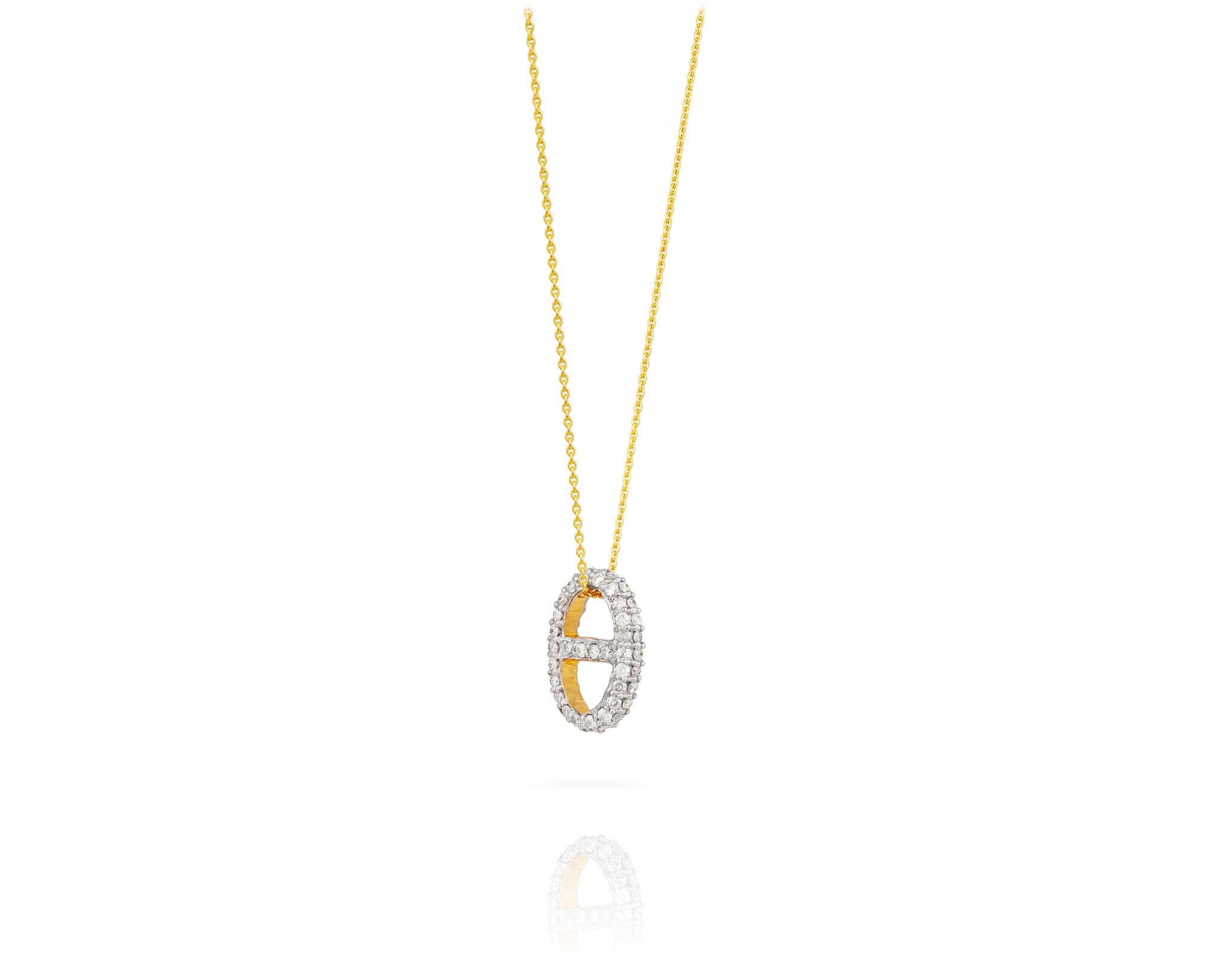 Women’s Small Anchor Charm Necklace In Solid Gold Diamond By Vincent Peach Vincent Peach Fine Jewelry