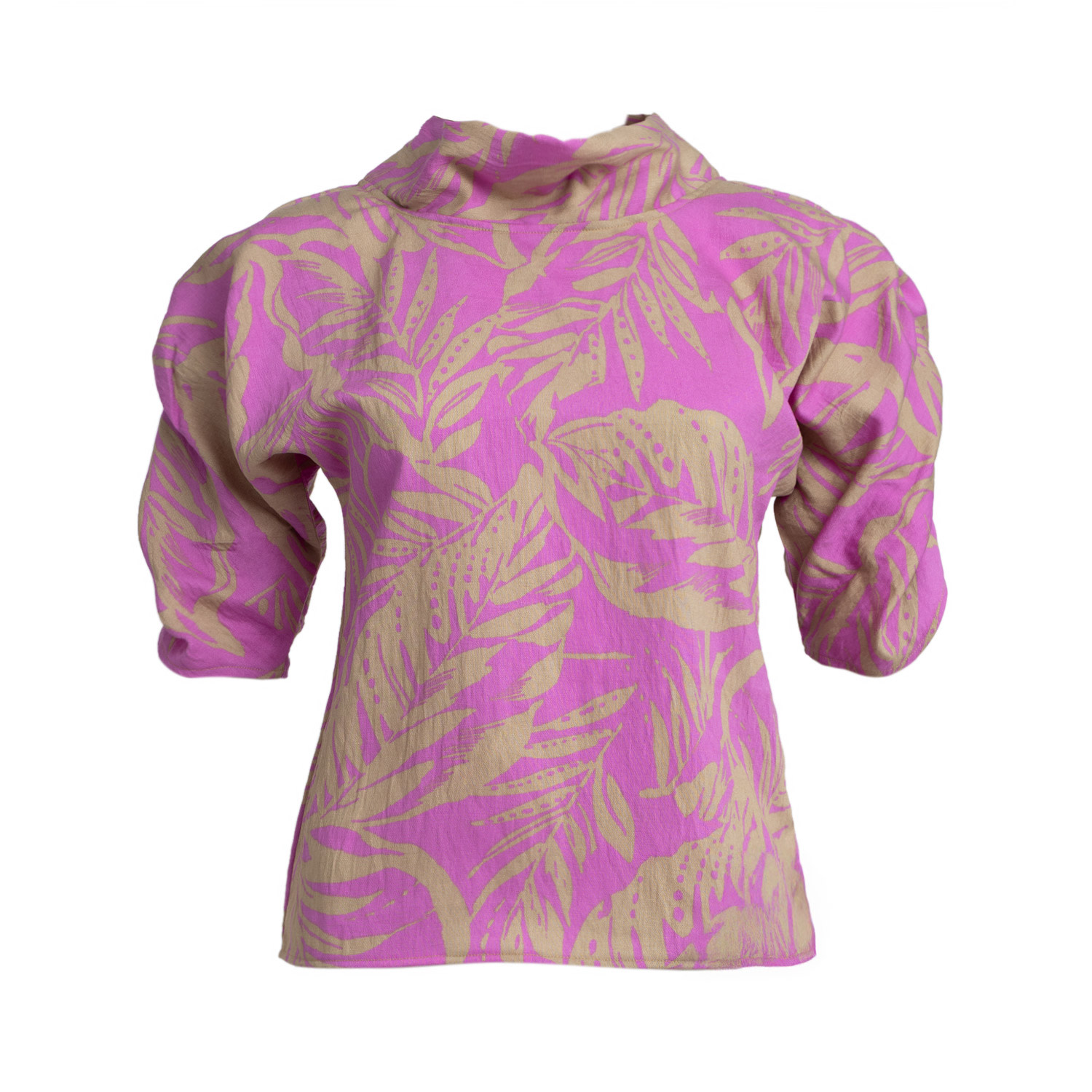 Bianca Popp Women's Pink / Purple / Neutrals Puff Blouse With Collar In Pink And Nude In Pink/purple