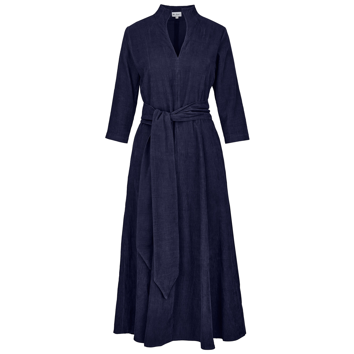 At Last... Women's Blue Chelsea Corduroy Midi Dress In Navy In Blue
