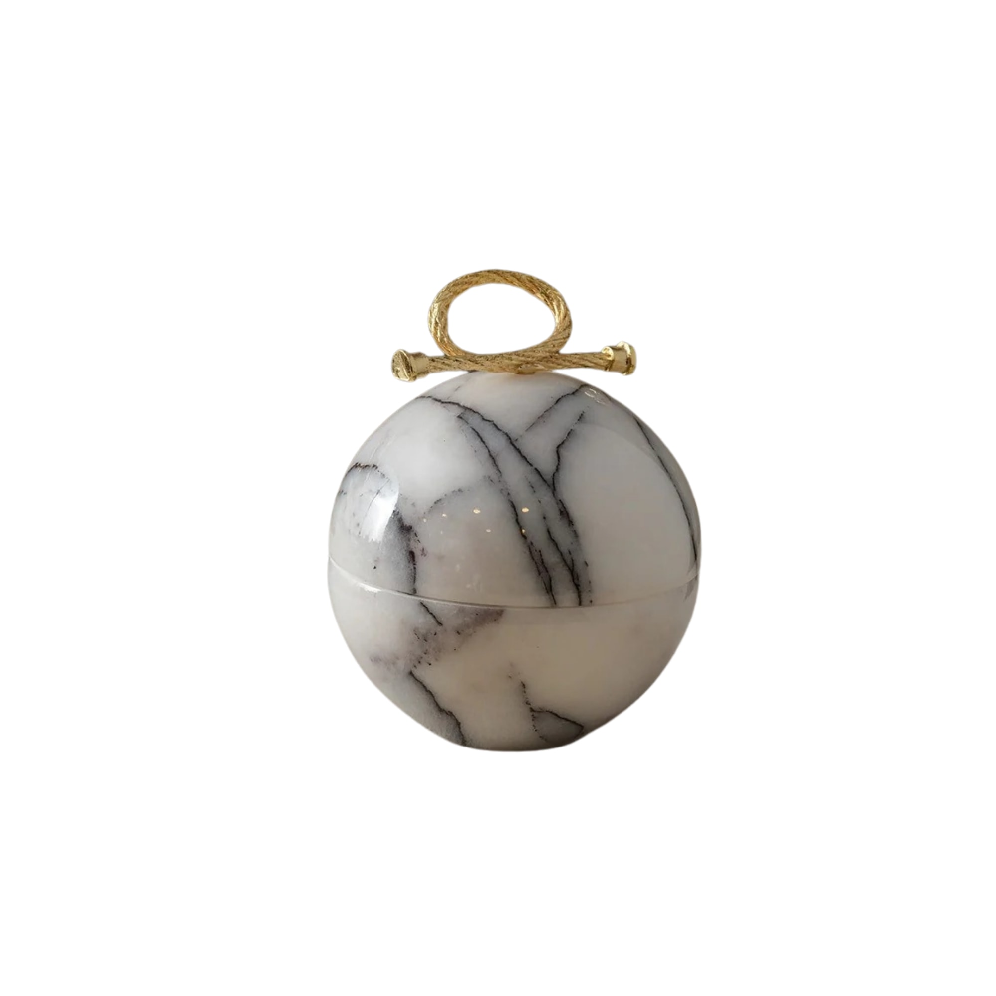 Marleth Women's Gold / White White Marble Brass Sphere Trinket Box