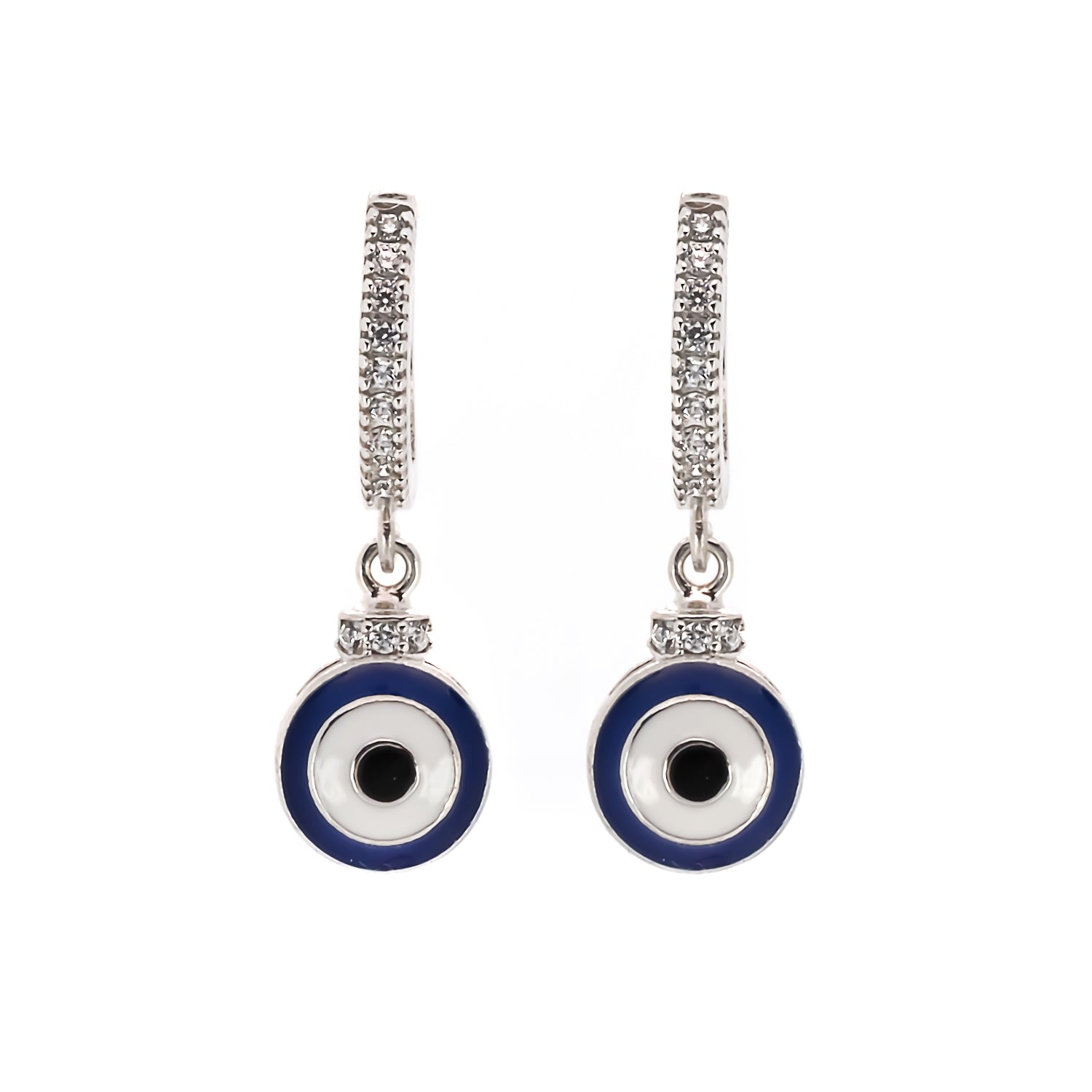 Women’s Silver / Blue / White Blue Enamel Evil Eye Sterling Silver Earrings - Blue Ebru Jewelry