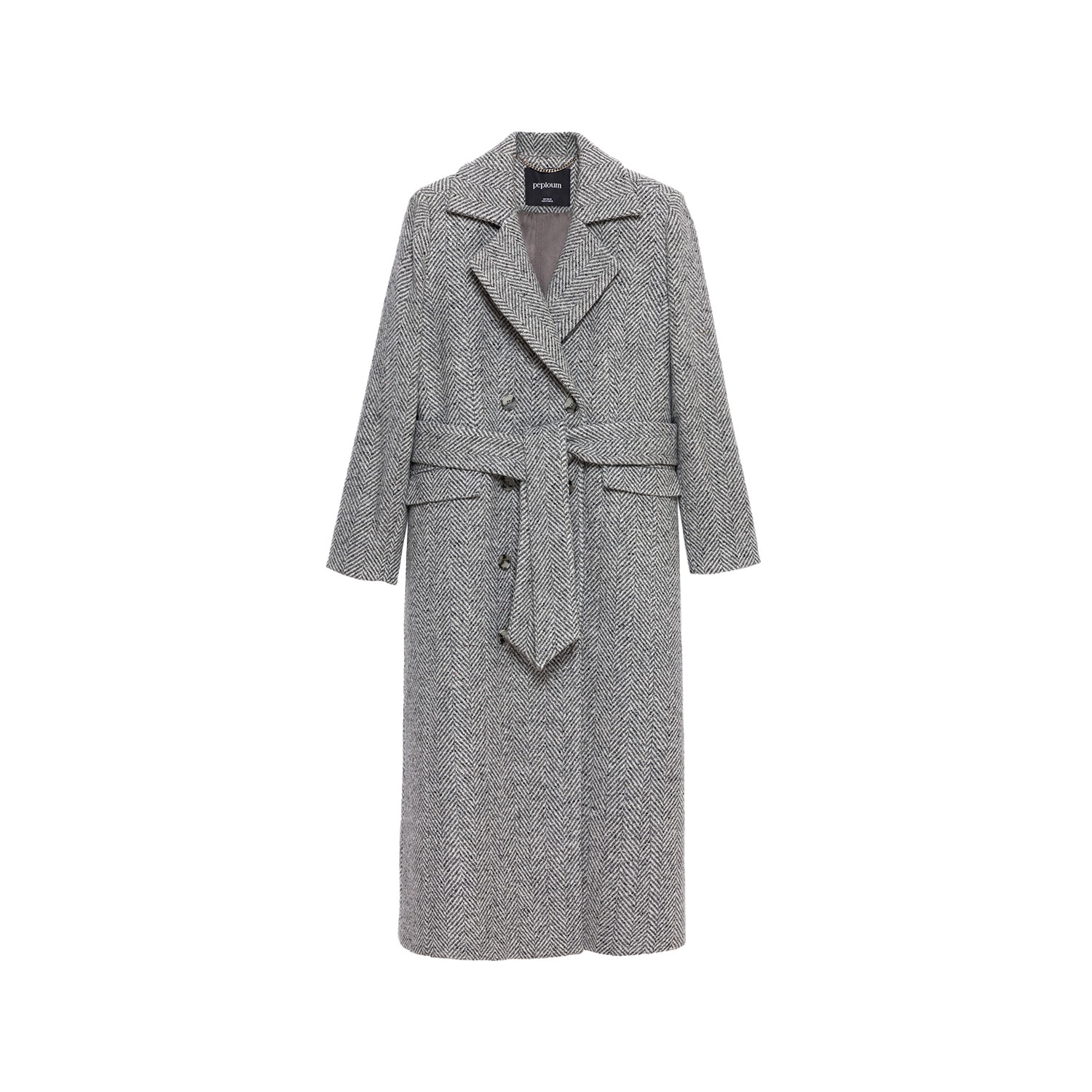 Peploum Women's Adele Herringbone Coat In Cold Grey In Grey
