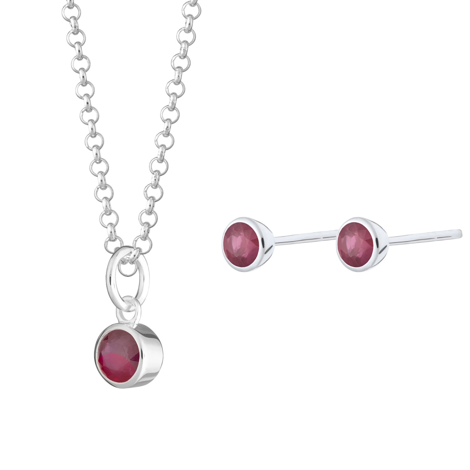 Women’s Silver / Red July Birthstone Jewellery Set - Ruby Lily Charmed