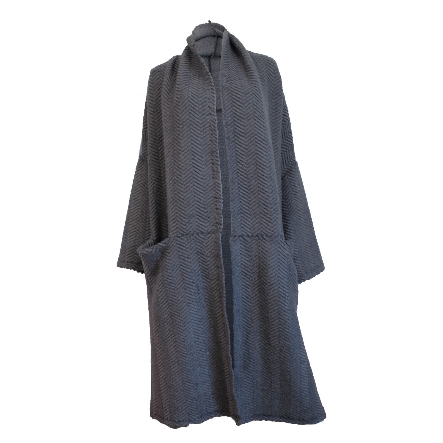 Joeleen Torvick Women's Grey Chunky Maxi Blanket Cardigan In Grey