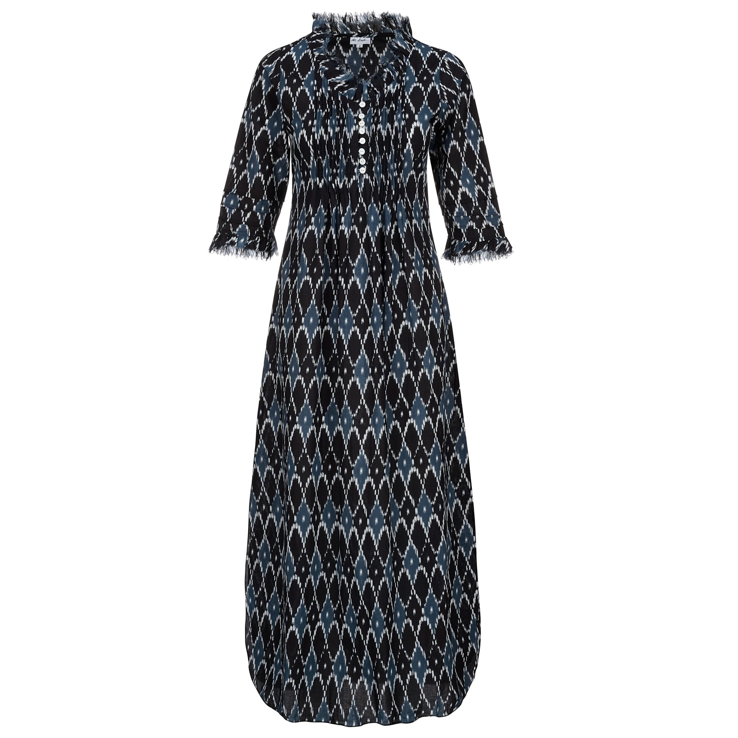At Last... Women's Black / Grey Cotton Annabel Maxi Dress In Black & Grey Diamond In Black/grey
