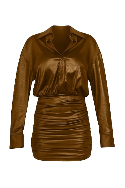 Cliche Reborn Women's Draped Mini Shirt Dress In Brown