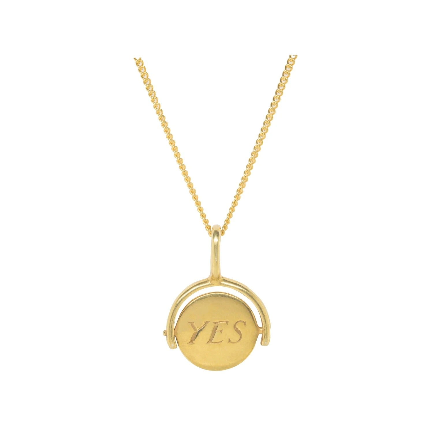Men’s Your Choice Yes Or No Circle Spinning Charm & Chain In Gold Plated Katie Mullally