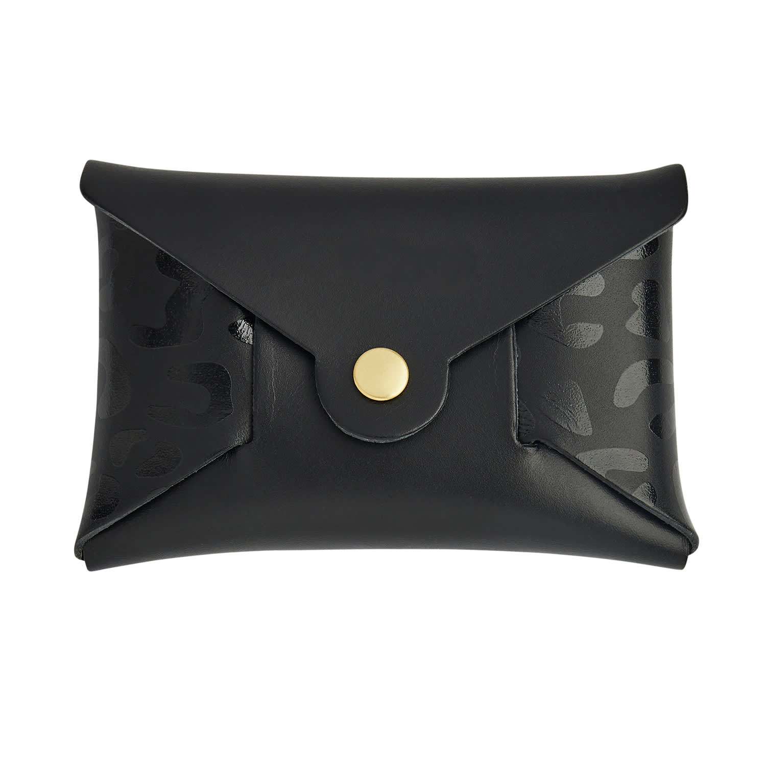 Black Leopard Leather Card Coin Purse SBRI Wolf Badger