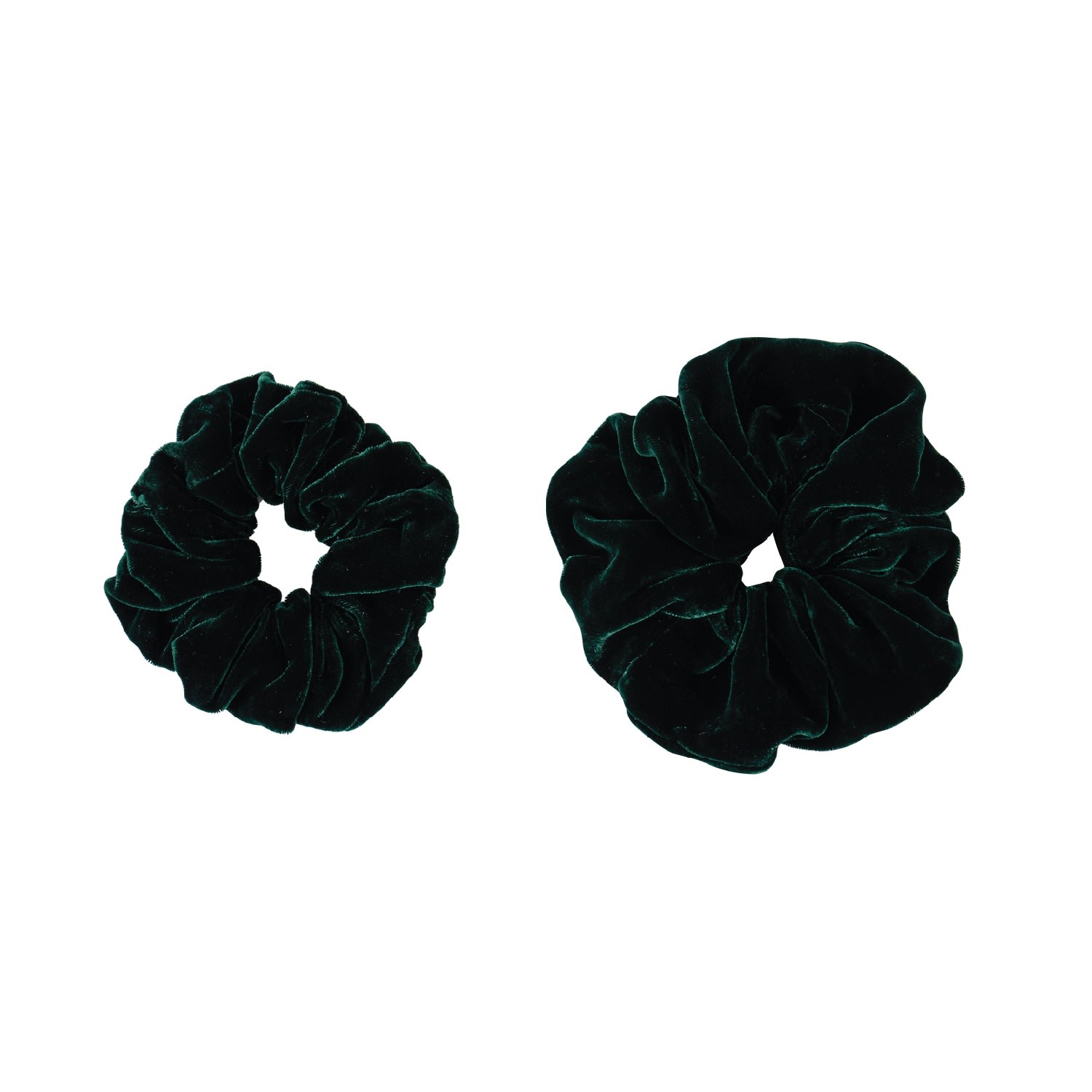 The Annam House Women's Velvet Scrunchies Set - Forest Green In Green