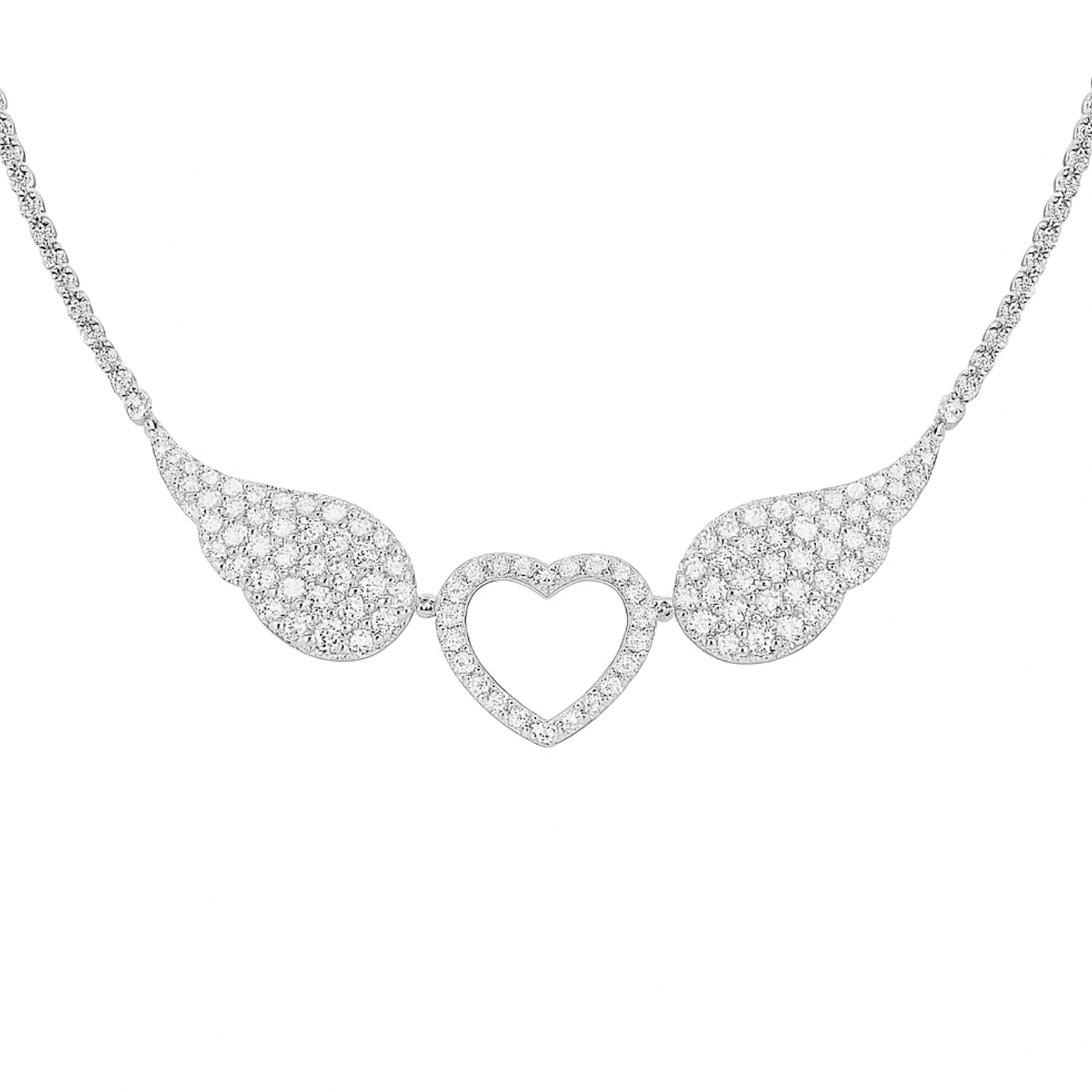 The Gala Women's Silver Angel Heart Necklace In Silver