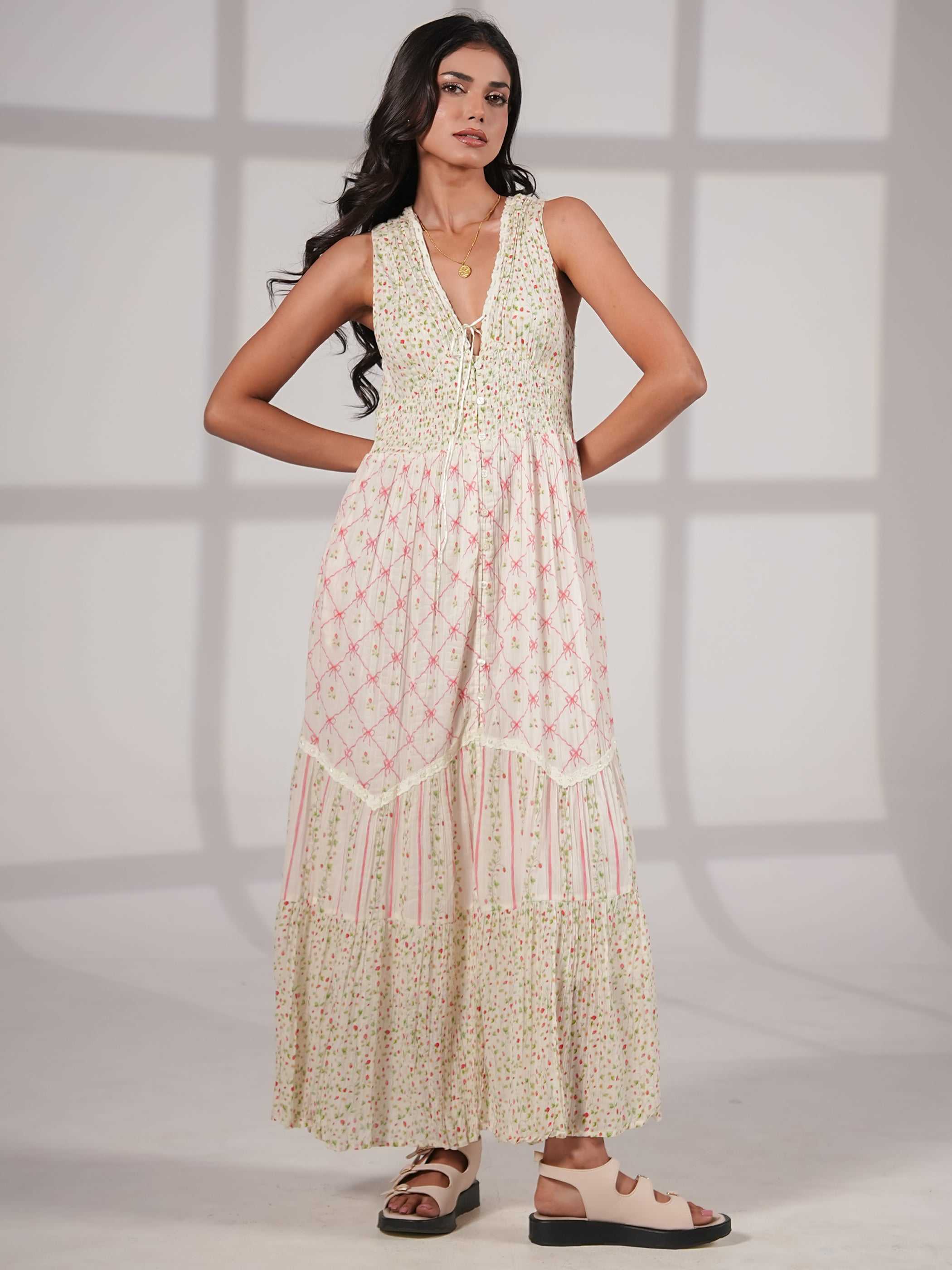 Iris Strawberry Print Mix Maxi Dress | Rose & Nancy | Wolf & Badger