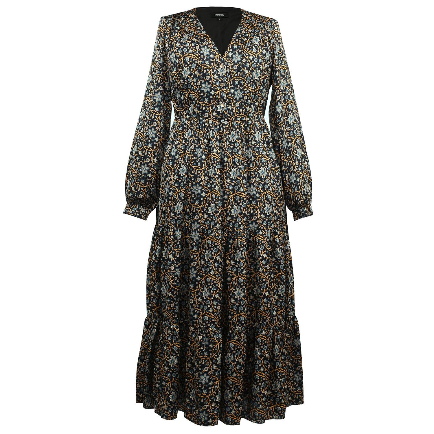 Smart And Joy Women's Liberty Print Blouse Dress - Blue In Multi