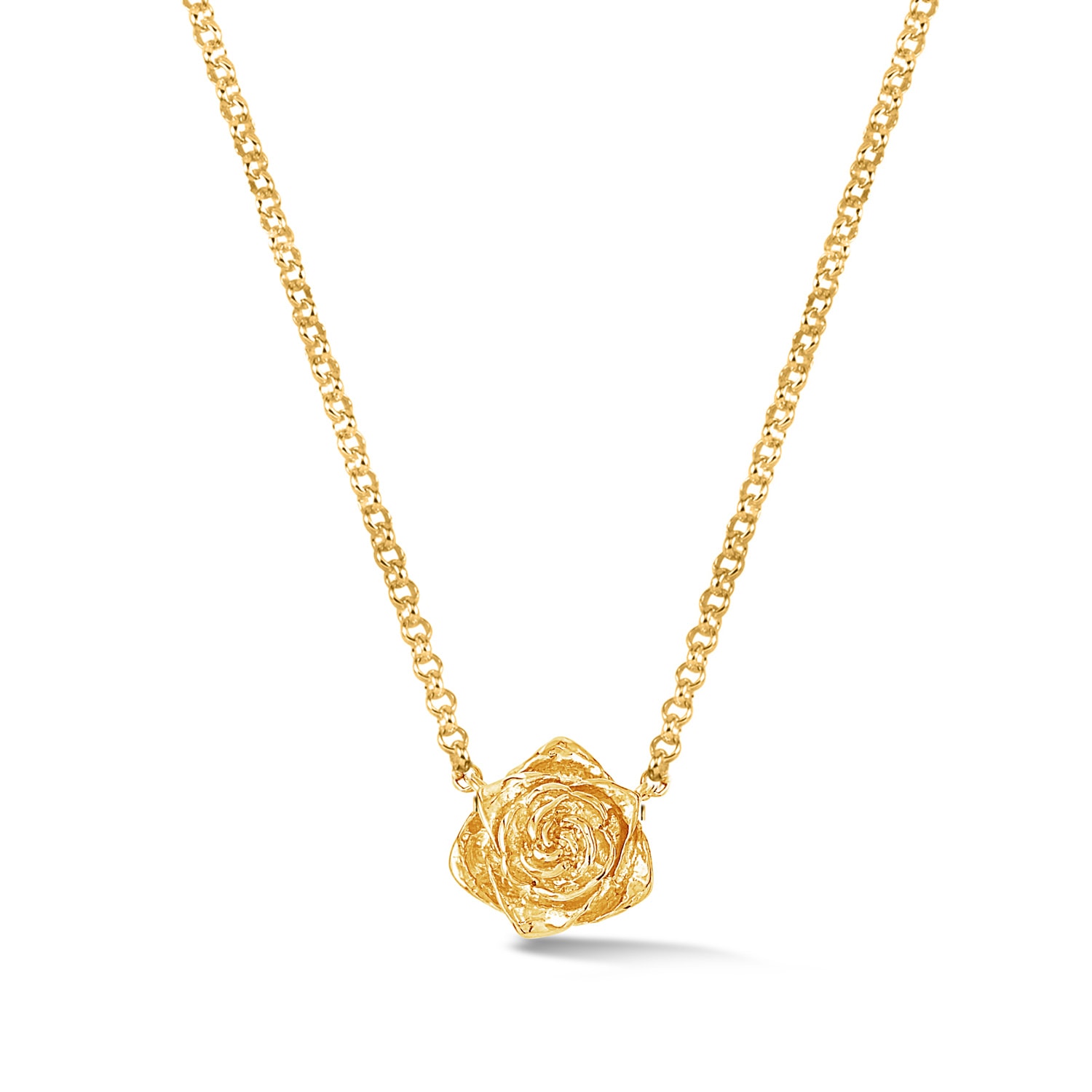 Dower & Hall Women's Wild Rose Single Bloom Pendant Gold