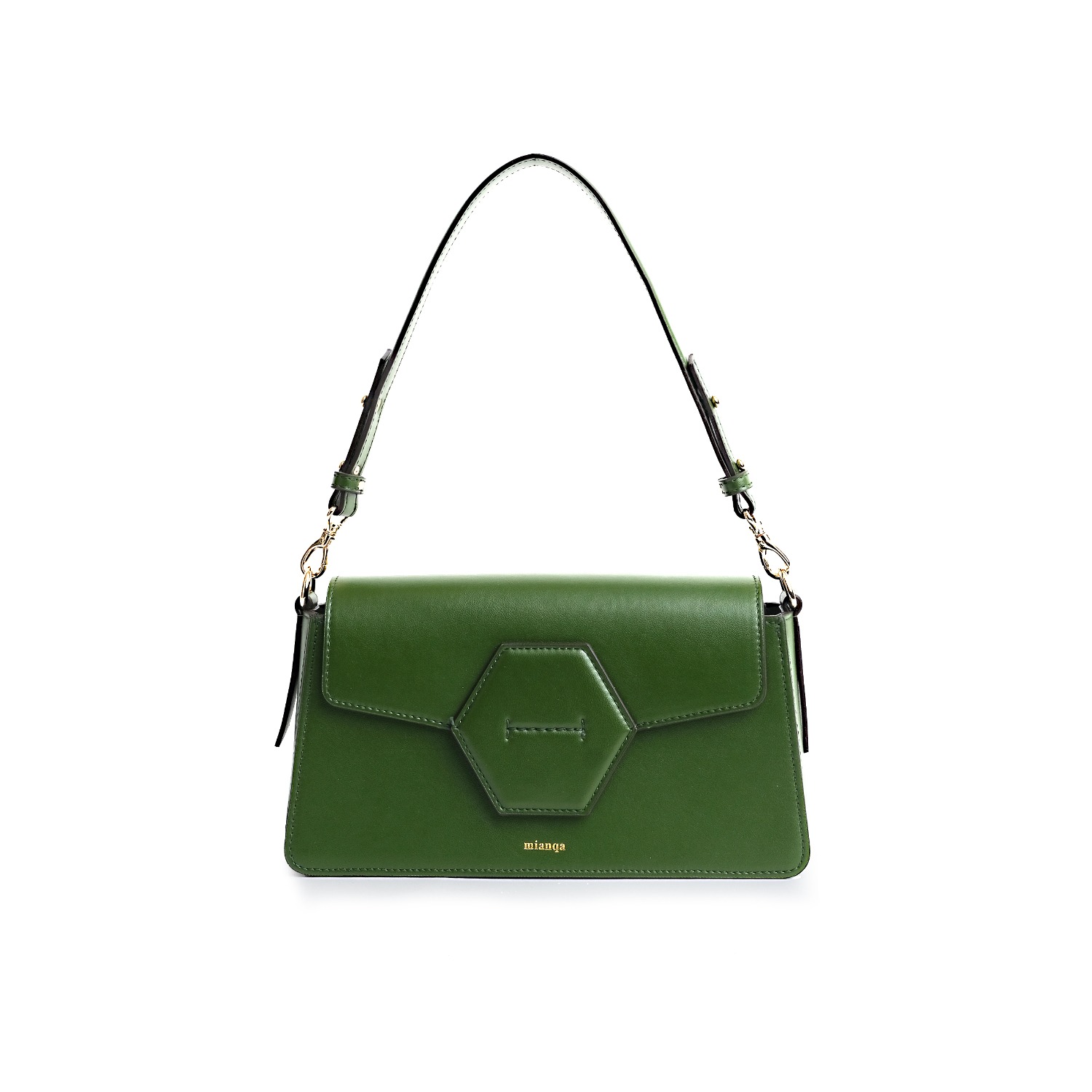 Vegan Cactus Leather & Mianqa Shoulder Badger | Wolf Bag Green - 