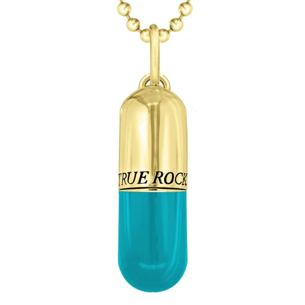 True Rocks Turquoise Enamel & 18 Carat Gold Plated Globe Earring On Gold Hoop.