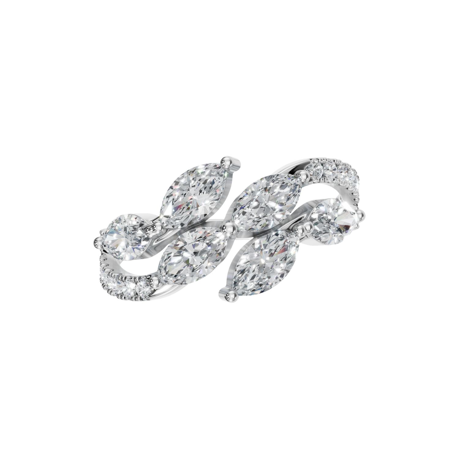 Aya Fine Jewelry Women's Yellow / White / Rose Gold Eighteen Kt Opulent Marquise Diamond Petal Ring In Silver