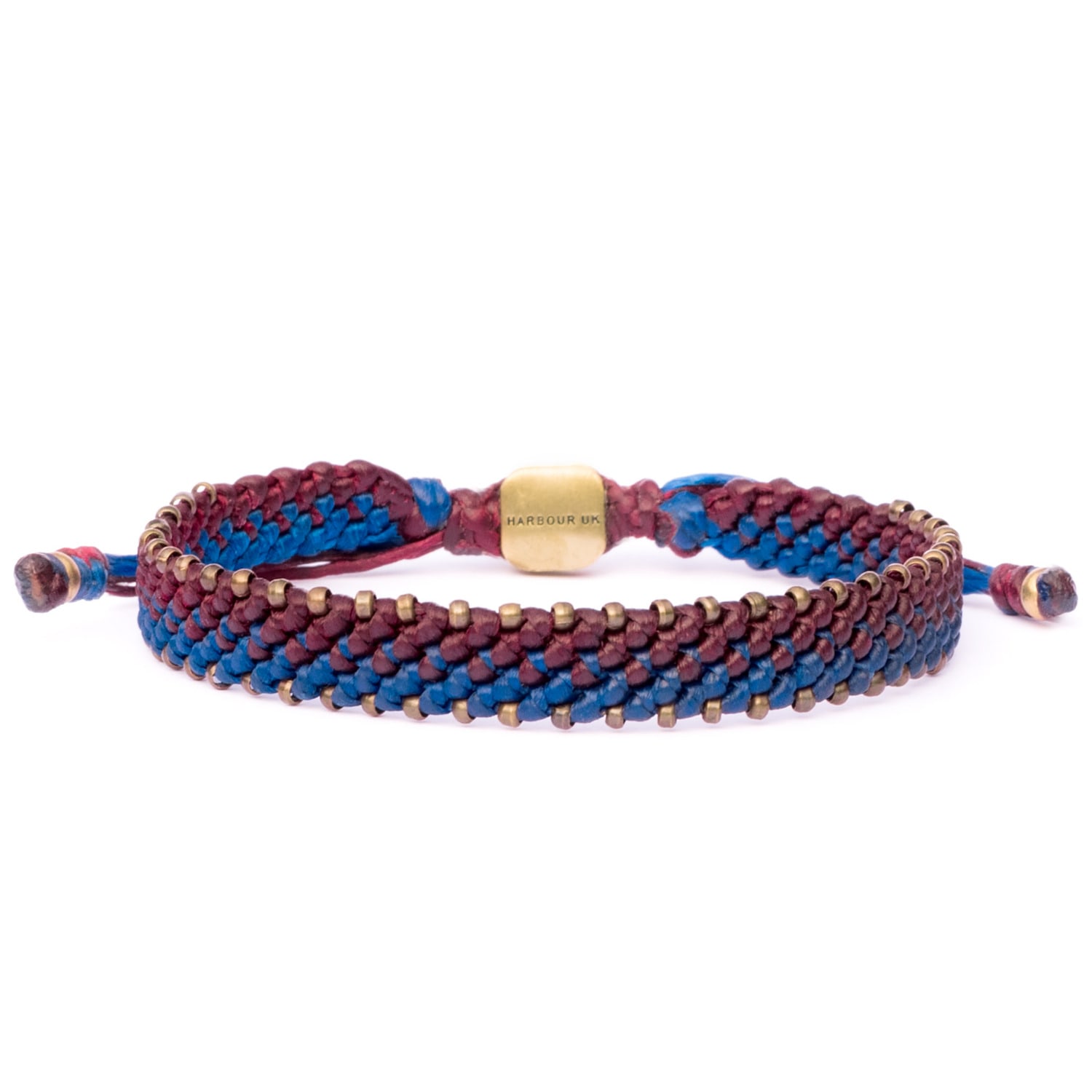 Men Wine Red & Blue Rope & Bronze Bracelet For Men - Multicolour Harbour Uk Bracelets