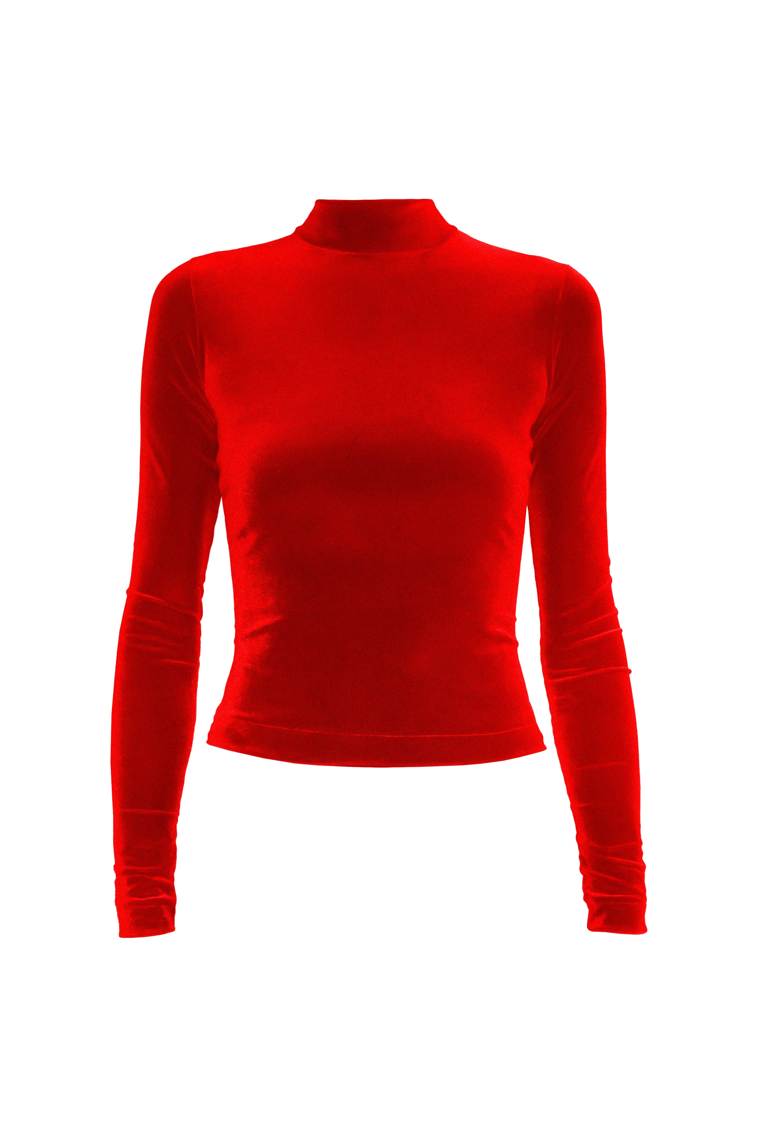 Turtleneck Shirt Red Velvet Turtleneck Velvet Turtleneck Top Red