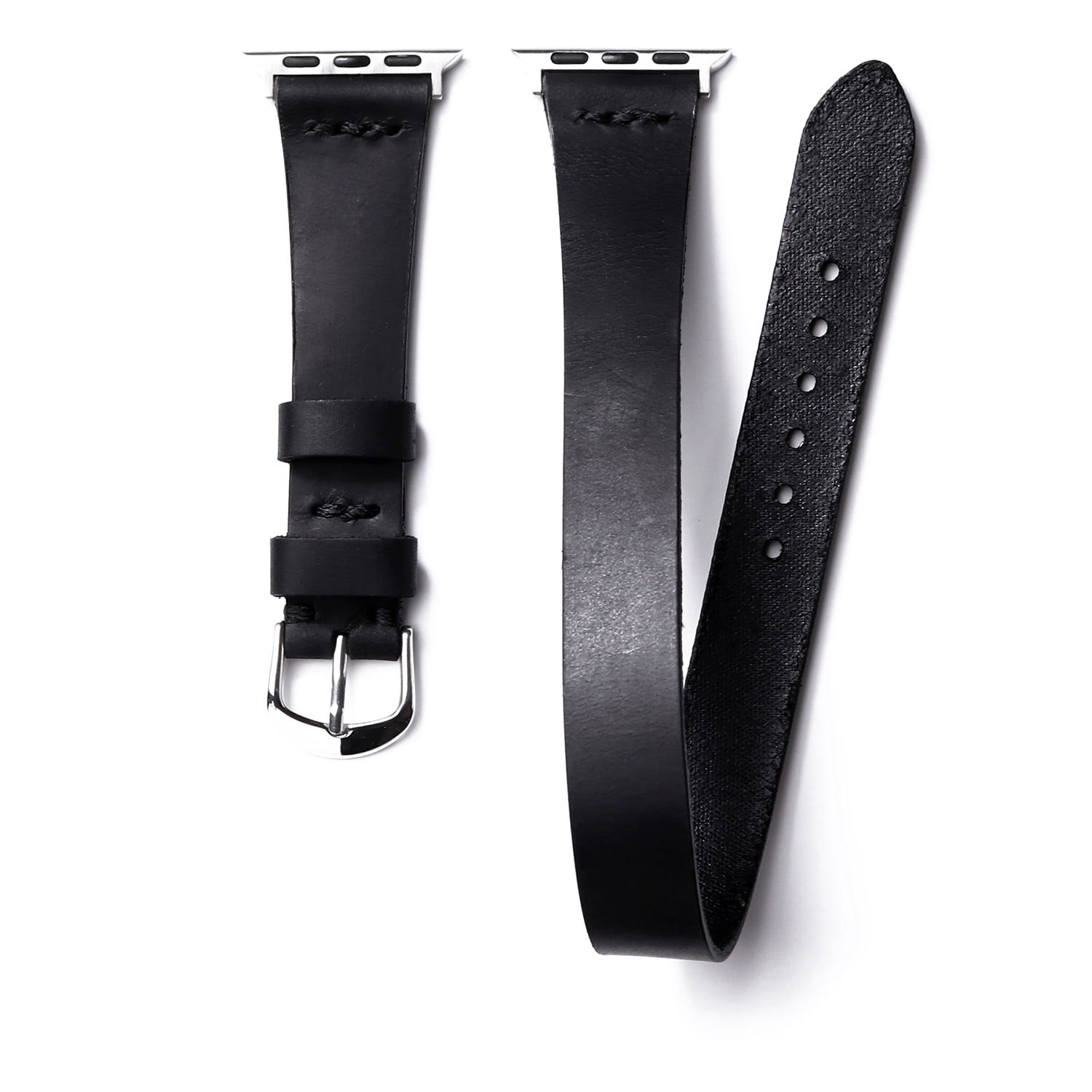 Roarcraft Men's Double Tour Apple Watch Leather Strap - Black In Black