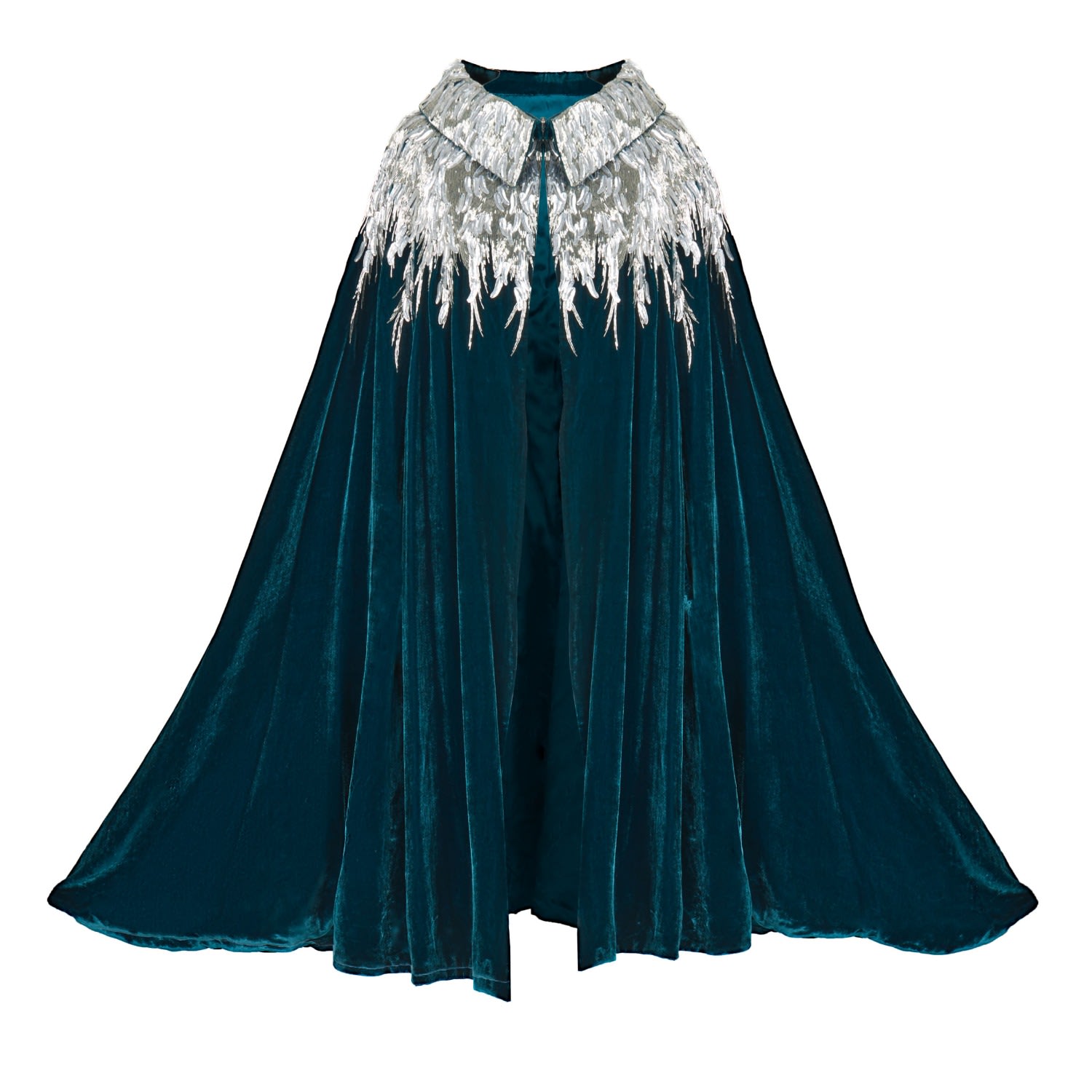 Blue / Silver The Silver Sequin Feather Mens Cape M/L Mirayama