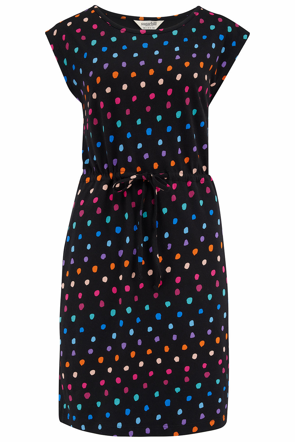 Sugarhill Brighton Women's Sally Jersey Mini Dress Black, Rainbow Painterly Spot In Multi