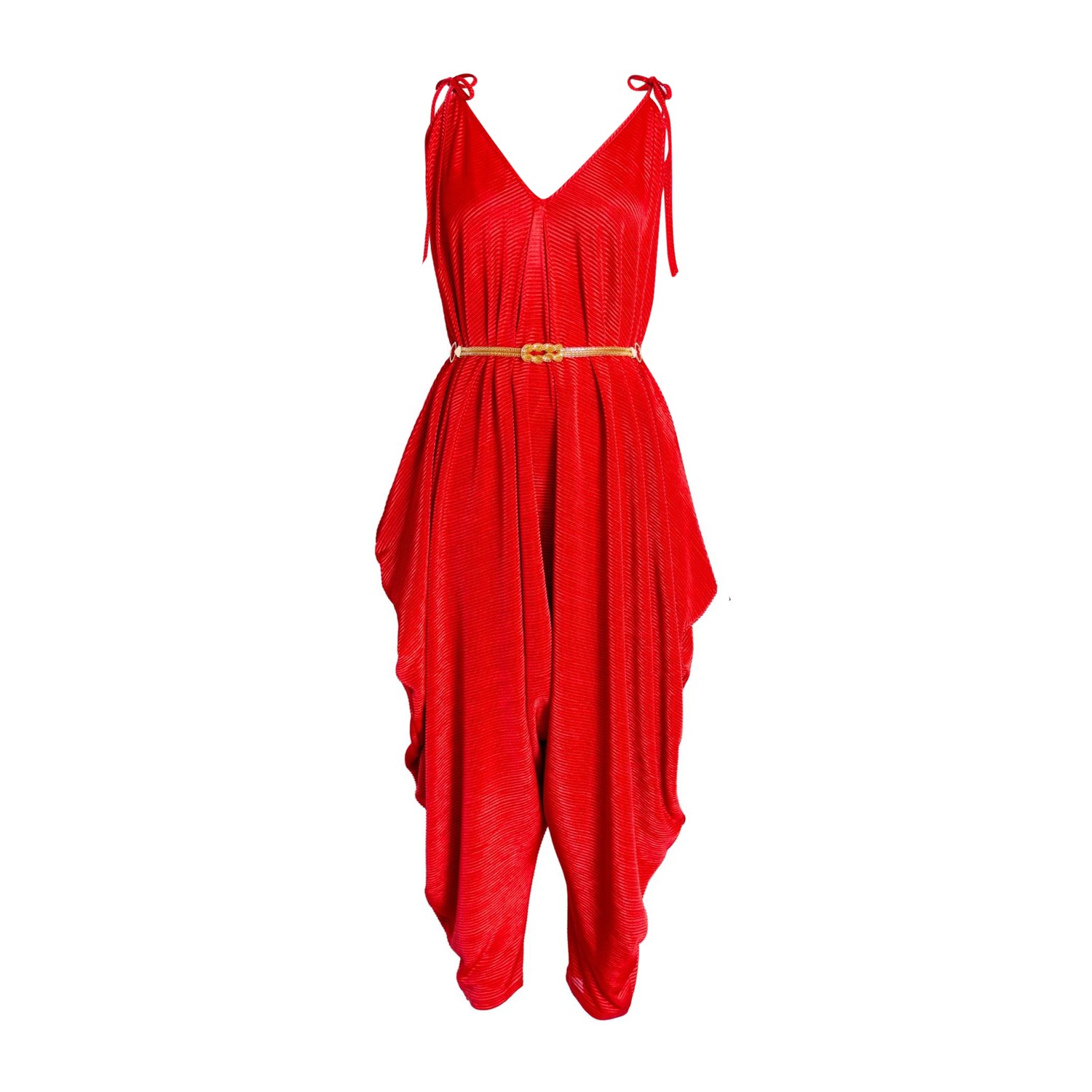 Women’s Harem Pleated Poiret Jumpsuit - Red Slink M/L Byvinnik