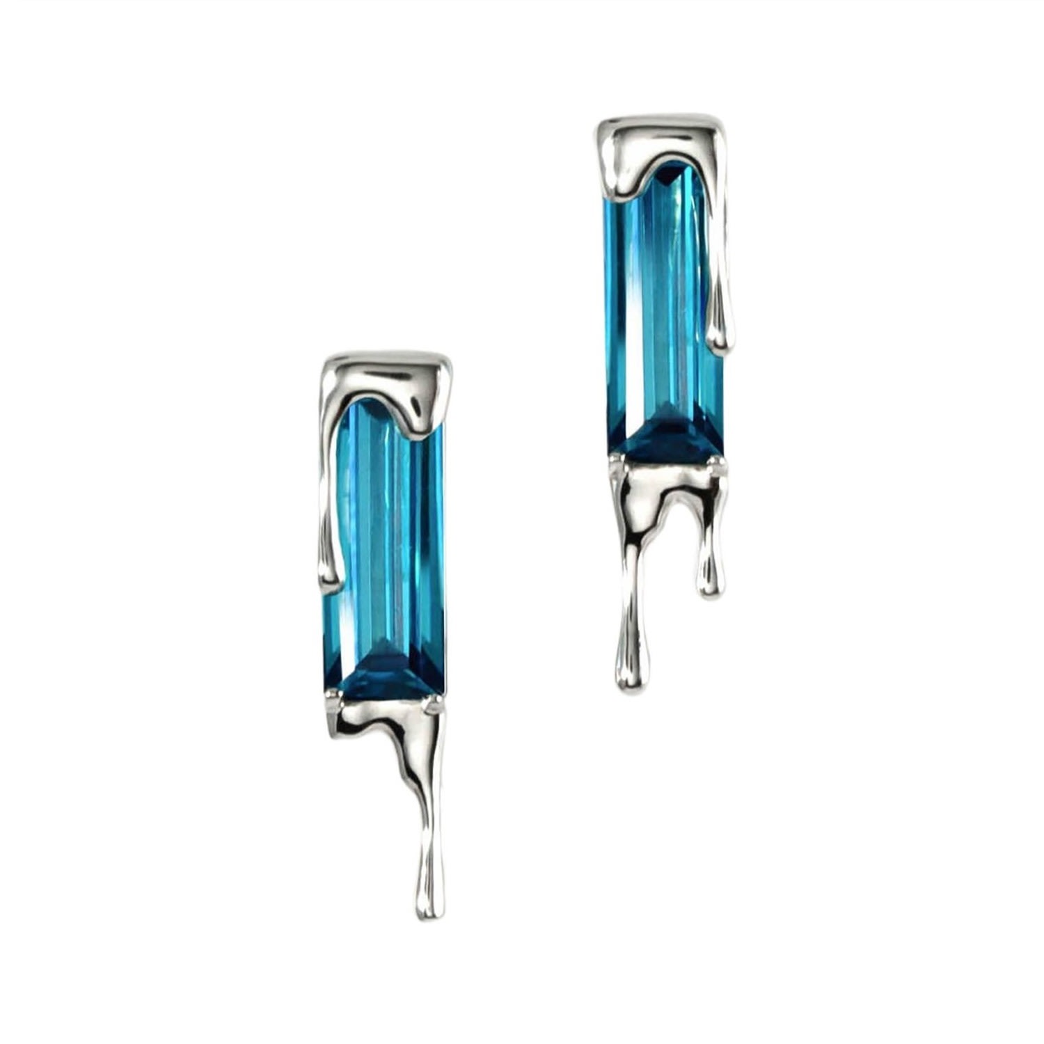 Women’s Dripping Gemstone Sterling Silver Earrings Marie June Jewelry