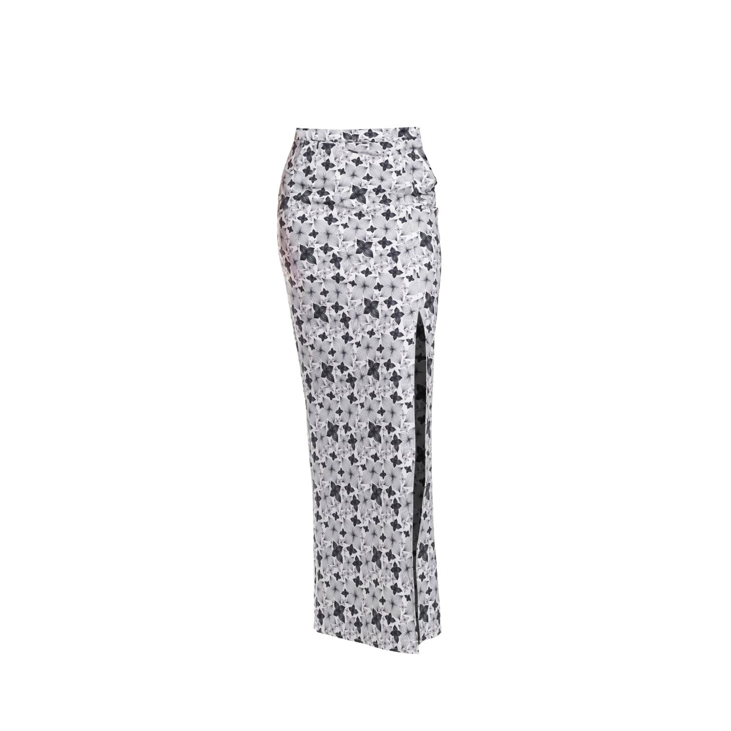 grey floral maxi skirt
