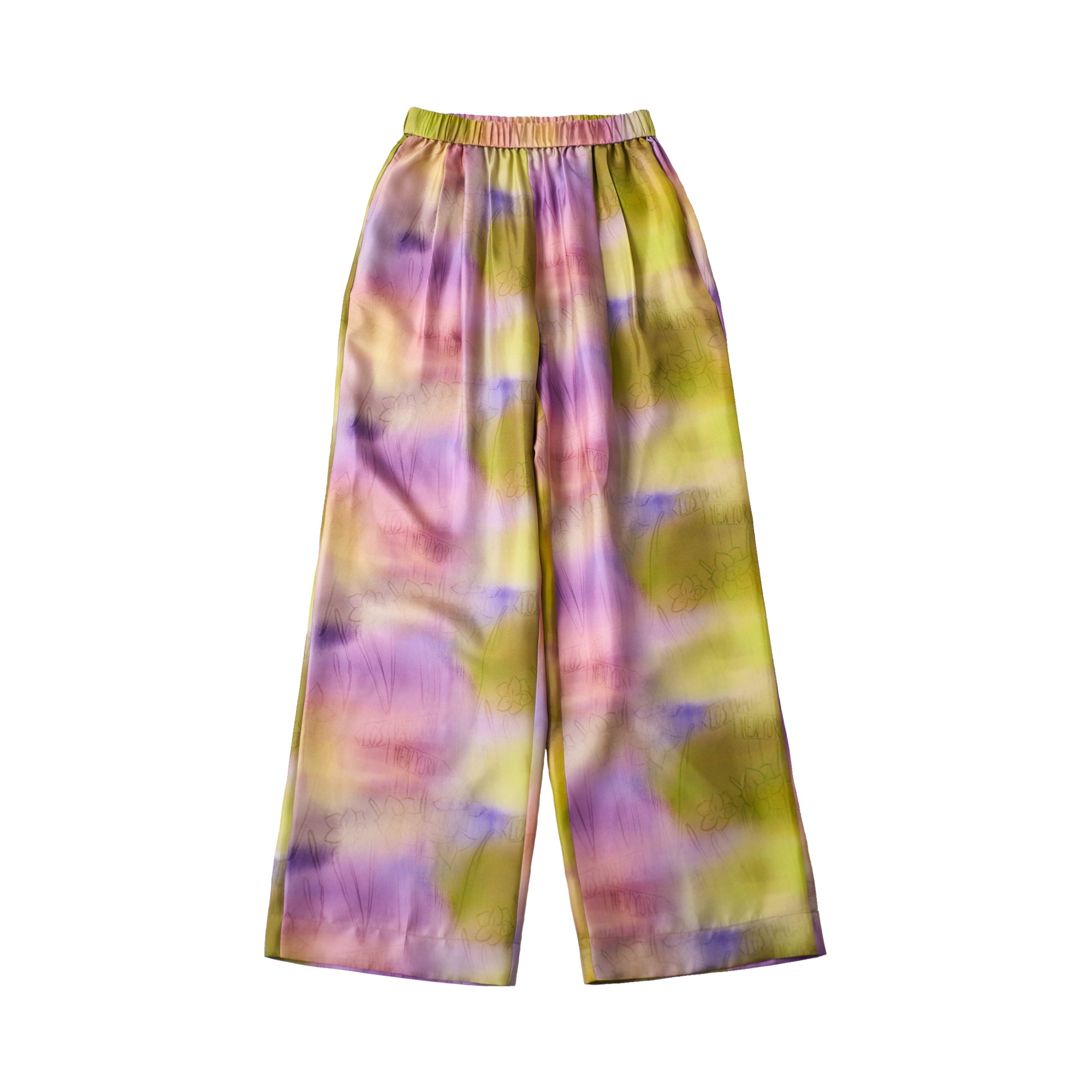 Lost Pattern Nyc Women's Pink / Purple "brooklyn" Silk Wide Leg Pants - Pink In Pink/purple
