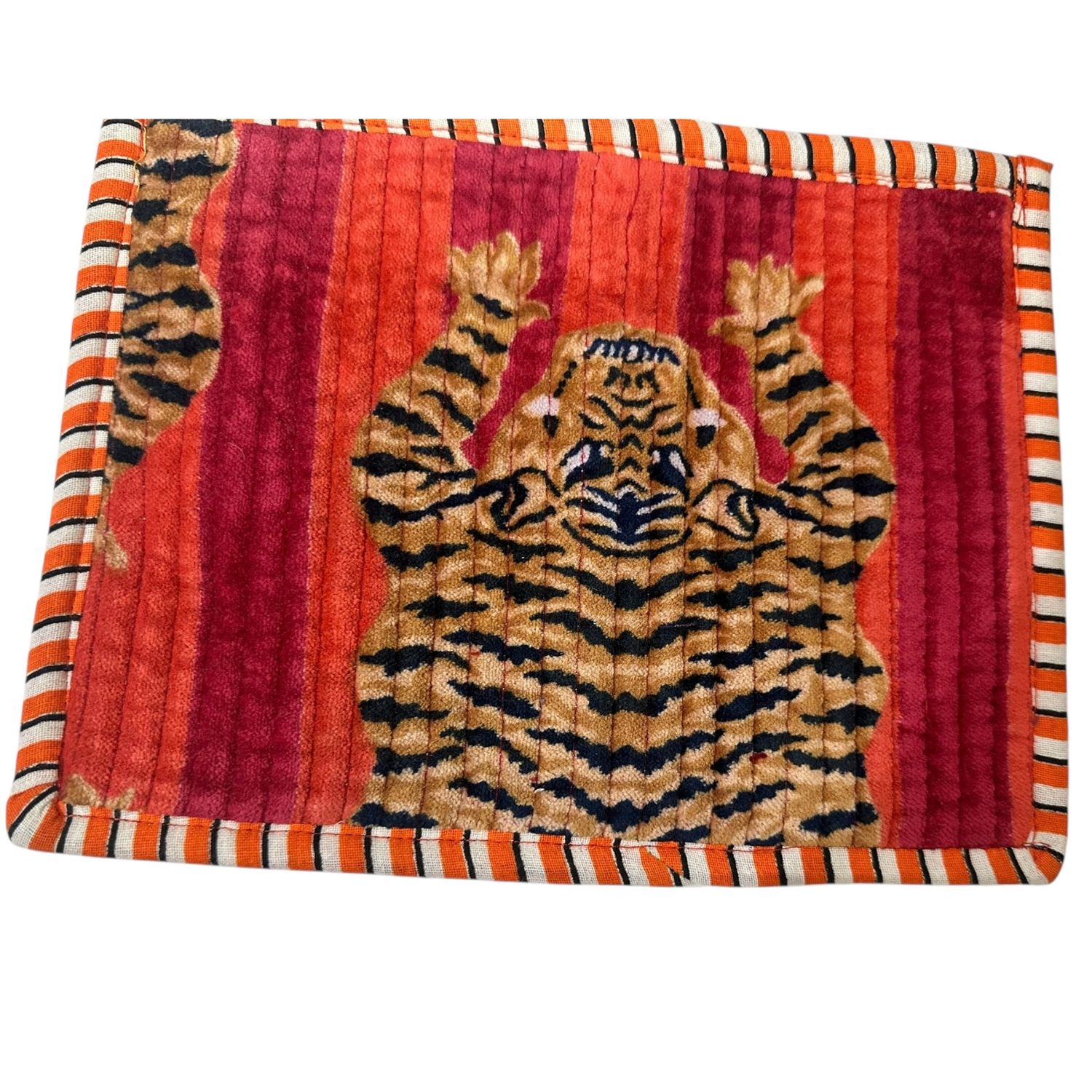 Conscious Yoga Collective Women's The Recycled Flat Pouch In Red Tibetan Tiger Velvet