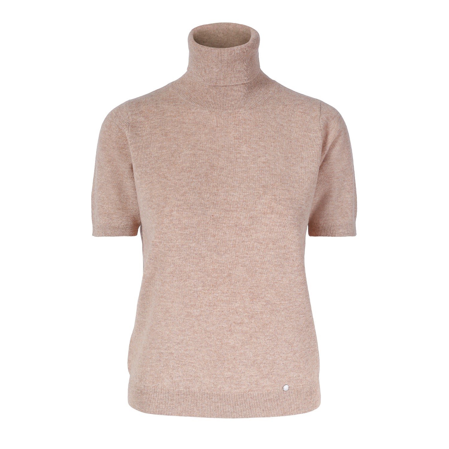 Women’s Neutrals "Alexa" Short Sleeve Turtle Pullover -Beige Melange Medium Tirillm