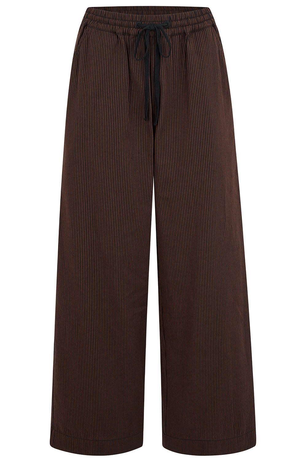 Sugarhill Brighton Women's Brown / Black Roksanda Cotton Wide Leg Trousers Black Brown Stripe In Brown/black