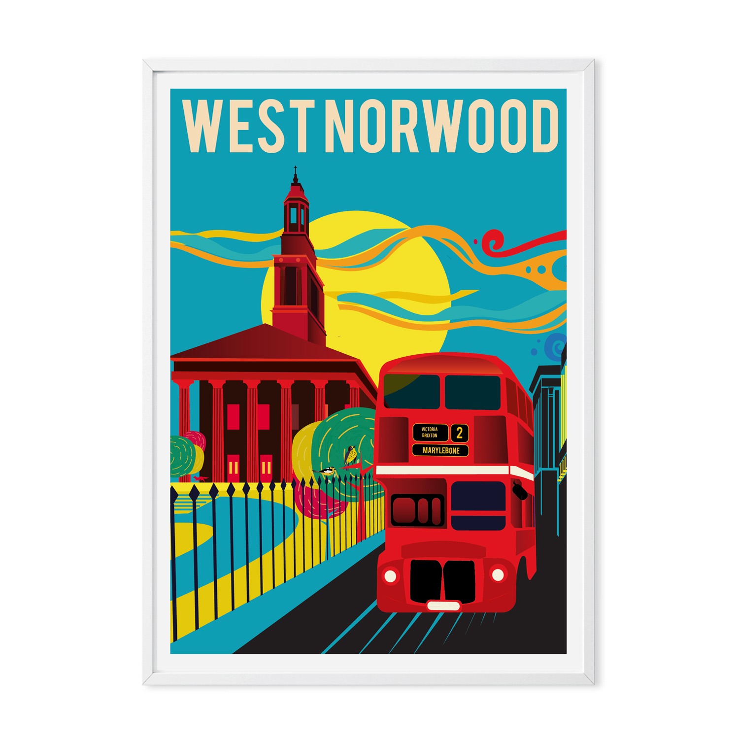 West Norwood London Illustrated Art Print A3 297 X 420Mm Eye for London Prints