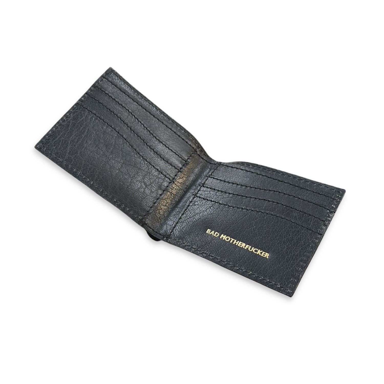 Men’s Black Leather Card Wallet - Bad Motherfucker Vida Vida