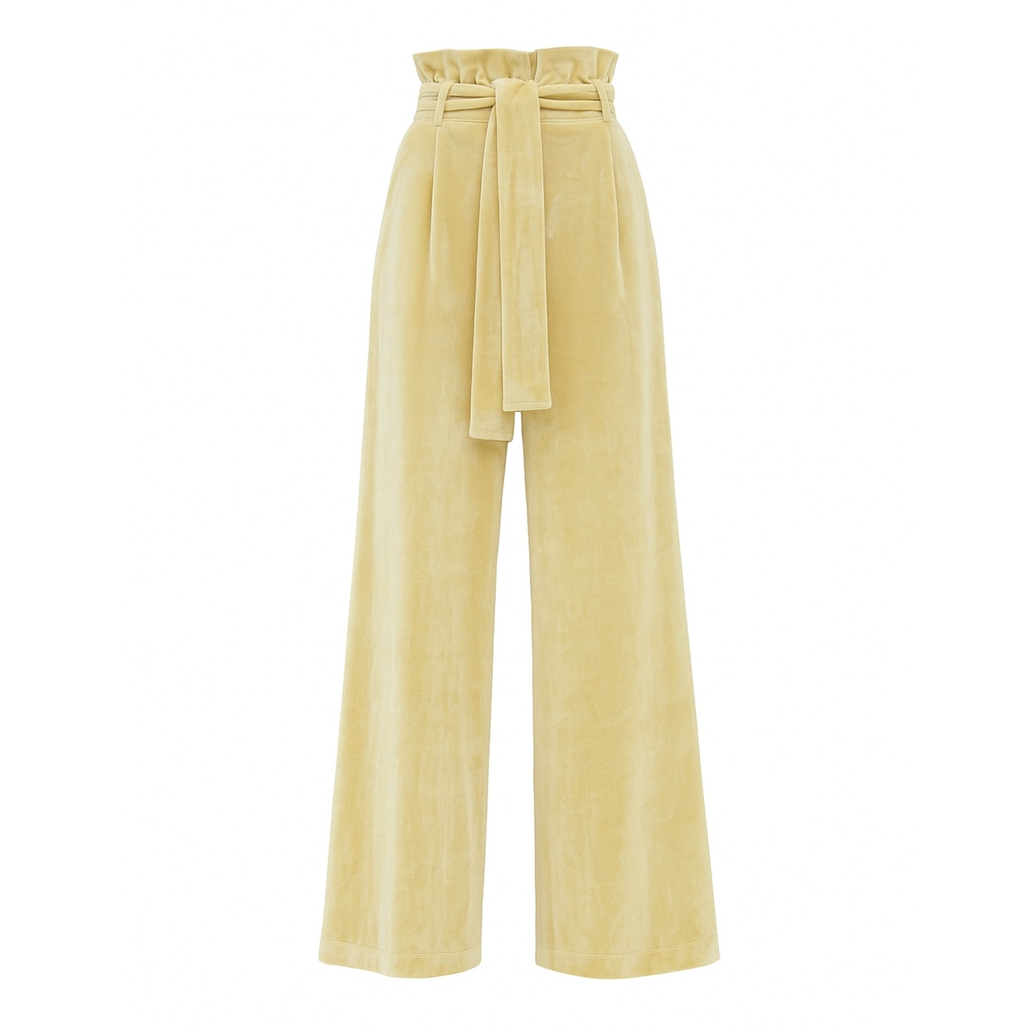 Julia Allert Women's Velvet High Waist Trousers - Pastel Yellow In Yellow