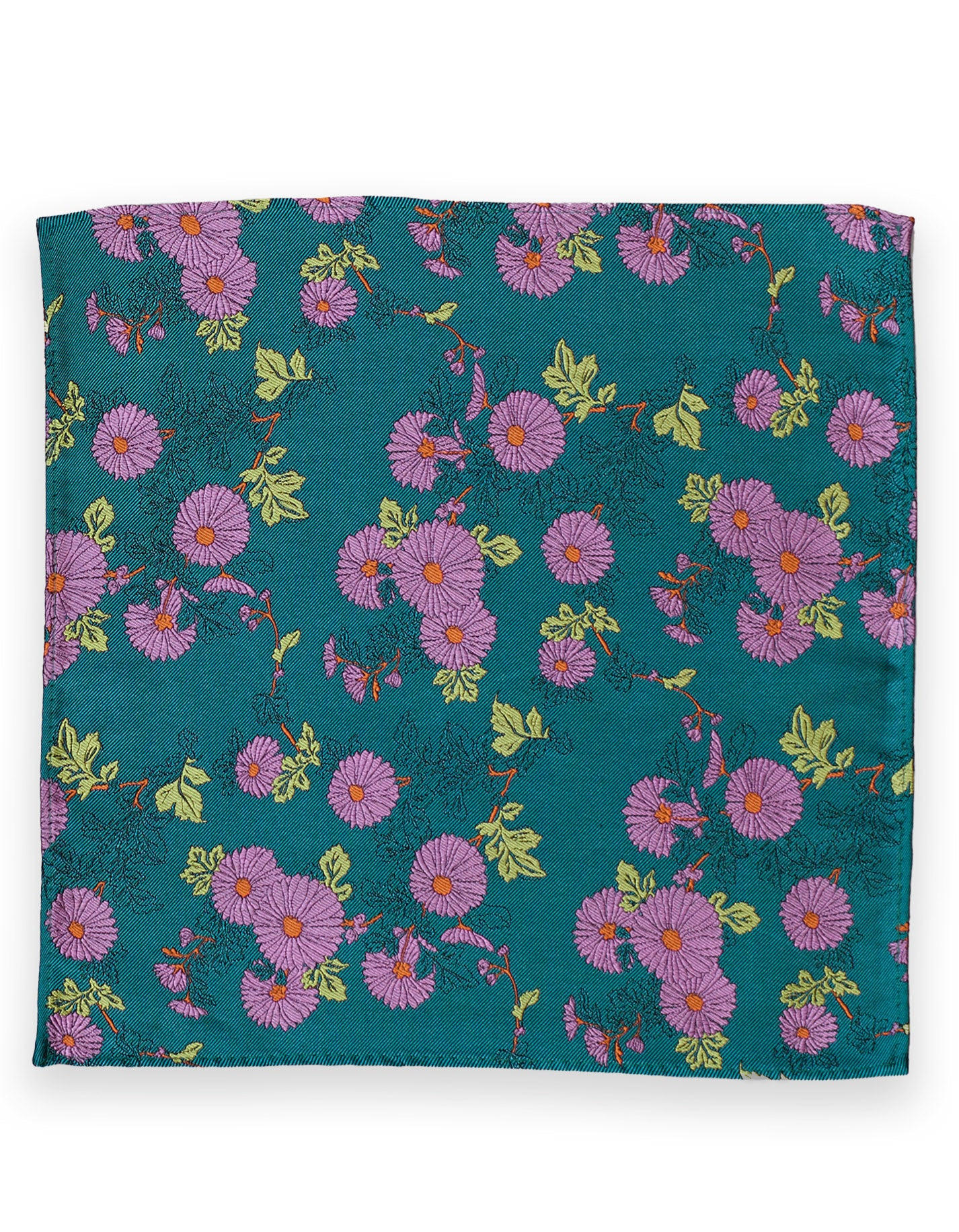 Gresham Blake Men's Blue Turquoise & Purple Daisy Silk Pocket Square In Blue