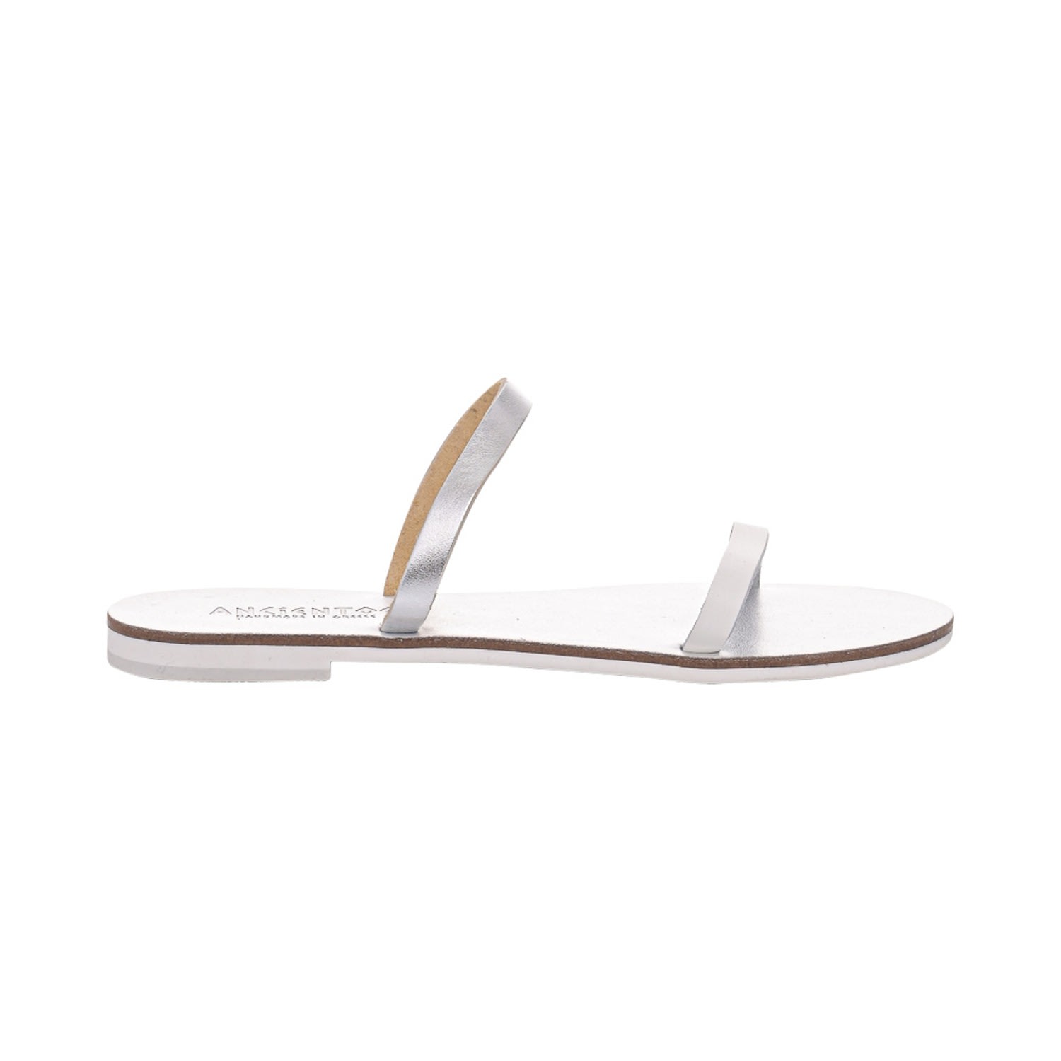 Ancientoo Women's Silver / White Clio Leather Slides - Silver, White In Metallic