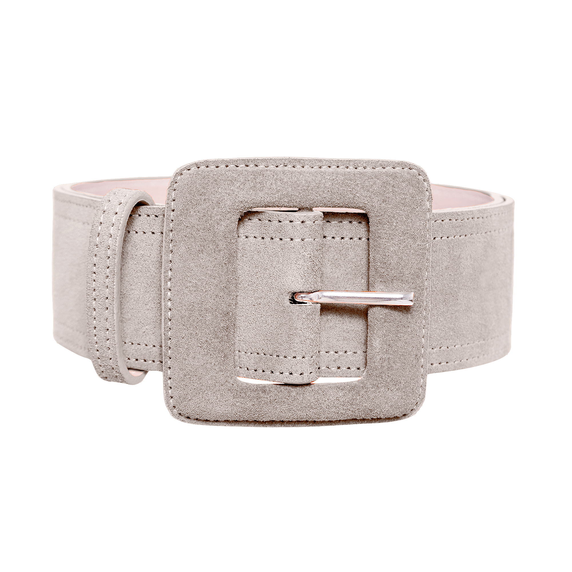 Beltbe Women's Grey Suede Square Buckle Belt - Icy Gray In Gray